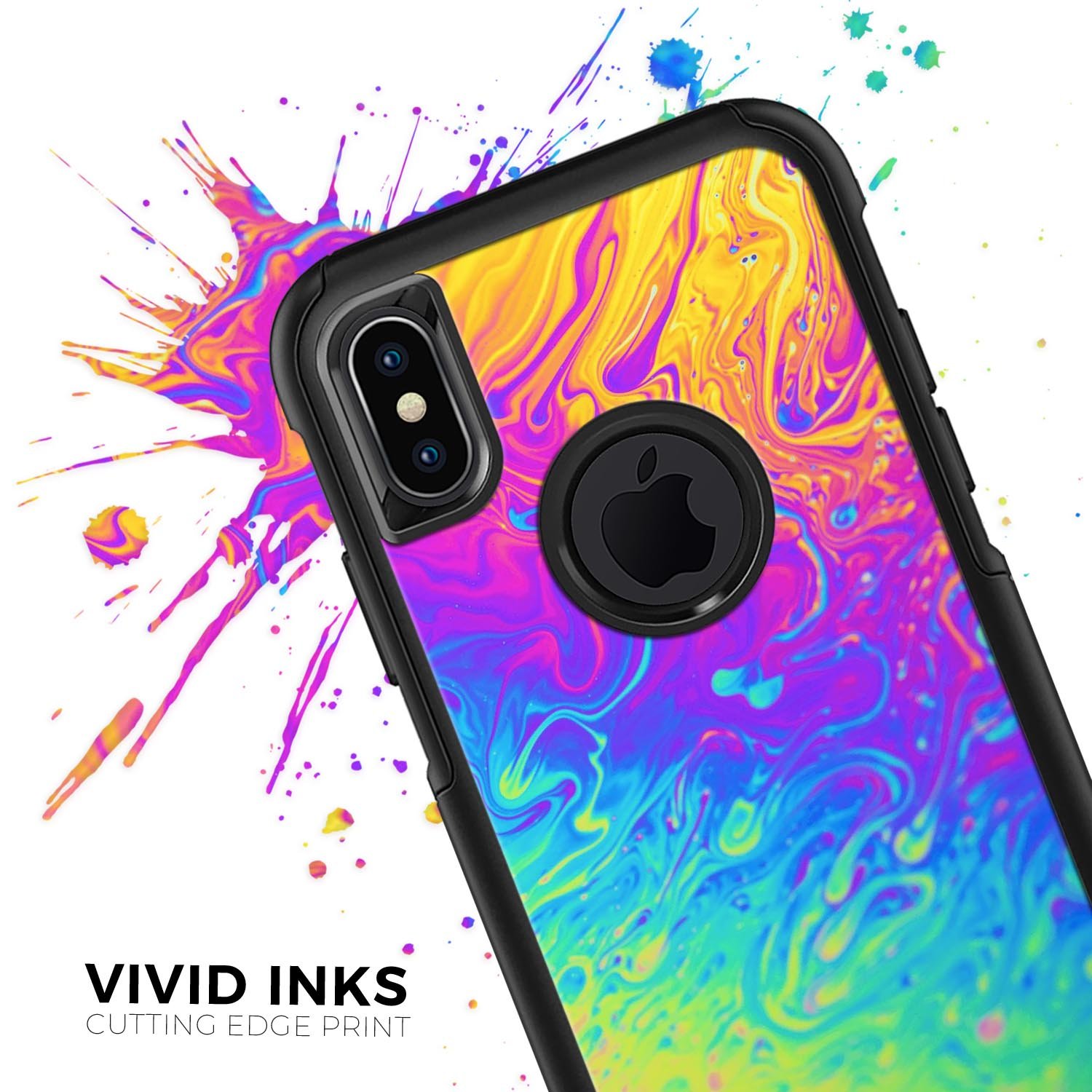 Neon Color Fusion V2 Skin Kit for iPhone OtterBox Cases featuring vibrant colors and dual-layer protection.