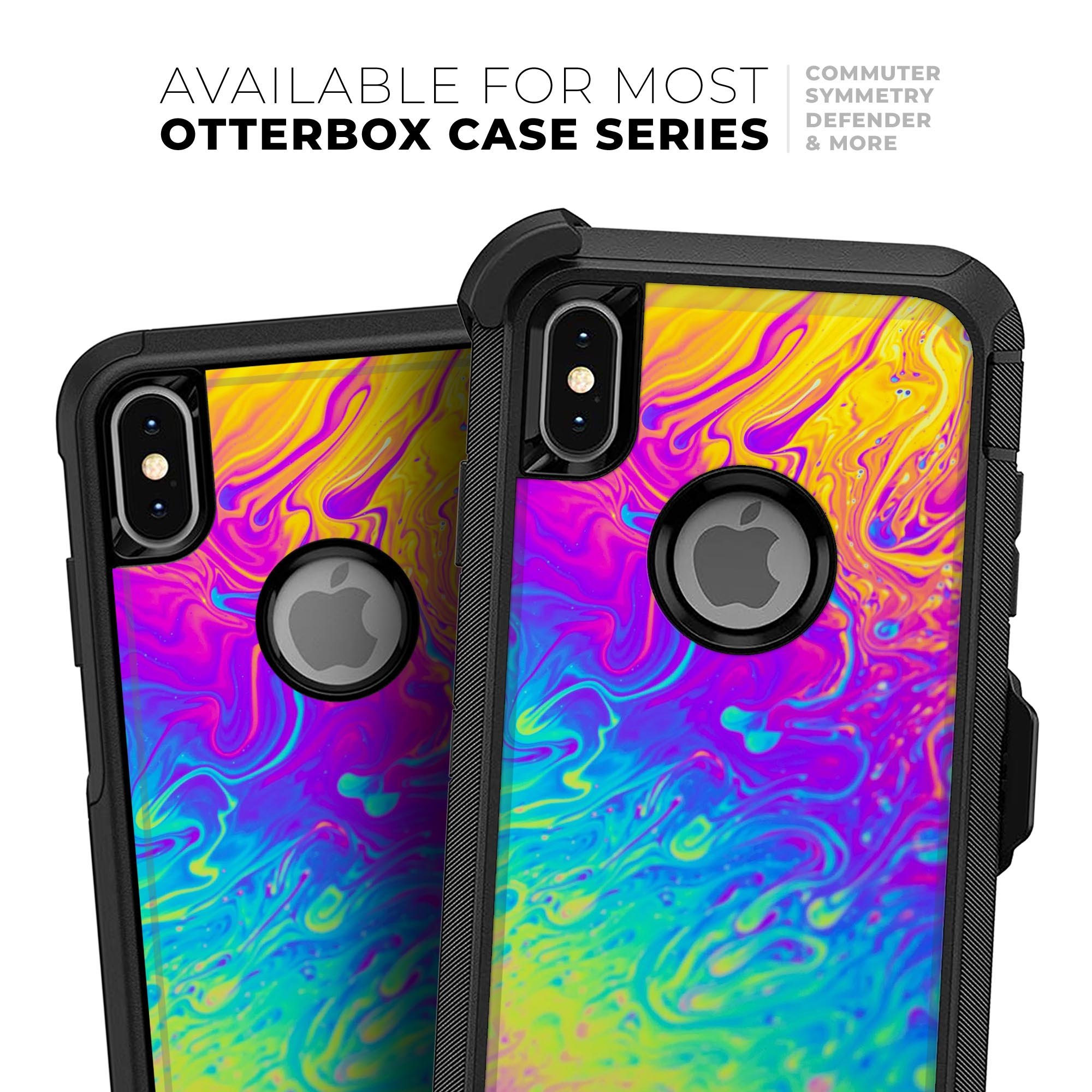 Neon Color Fusion V2 Skin Kit for iPhone OtterBox Cases featuring vibrant colors and dual-layer protection.