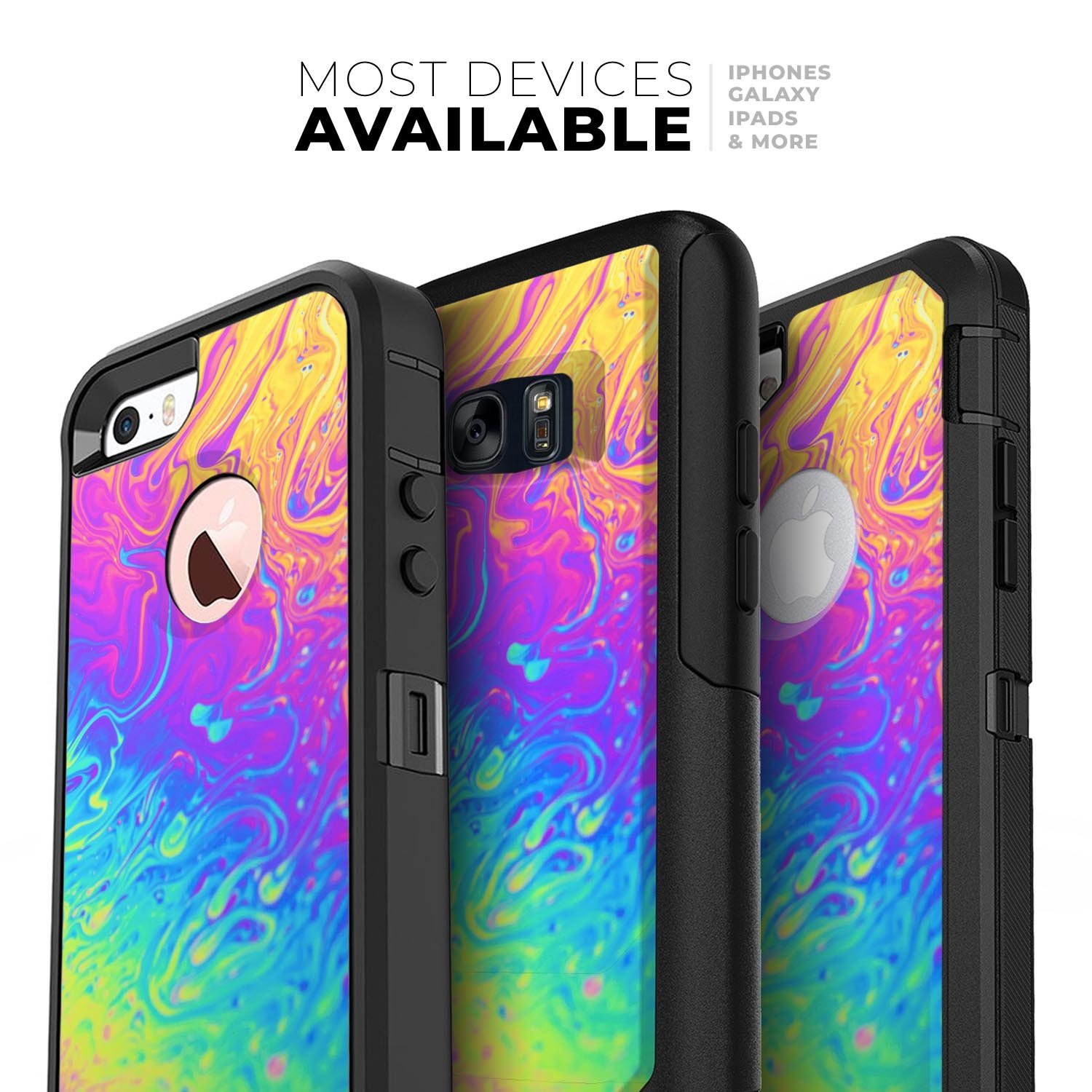 Neon Color Fusion V2 Skin Kit for iPhone OtterBox Cases featuring vibrant colors and dual-layer protection.