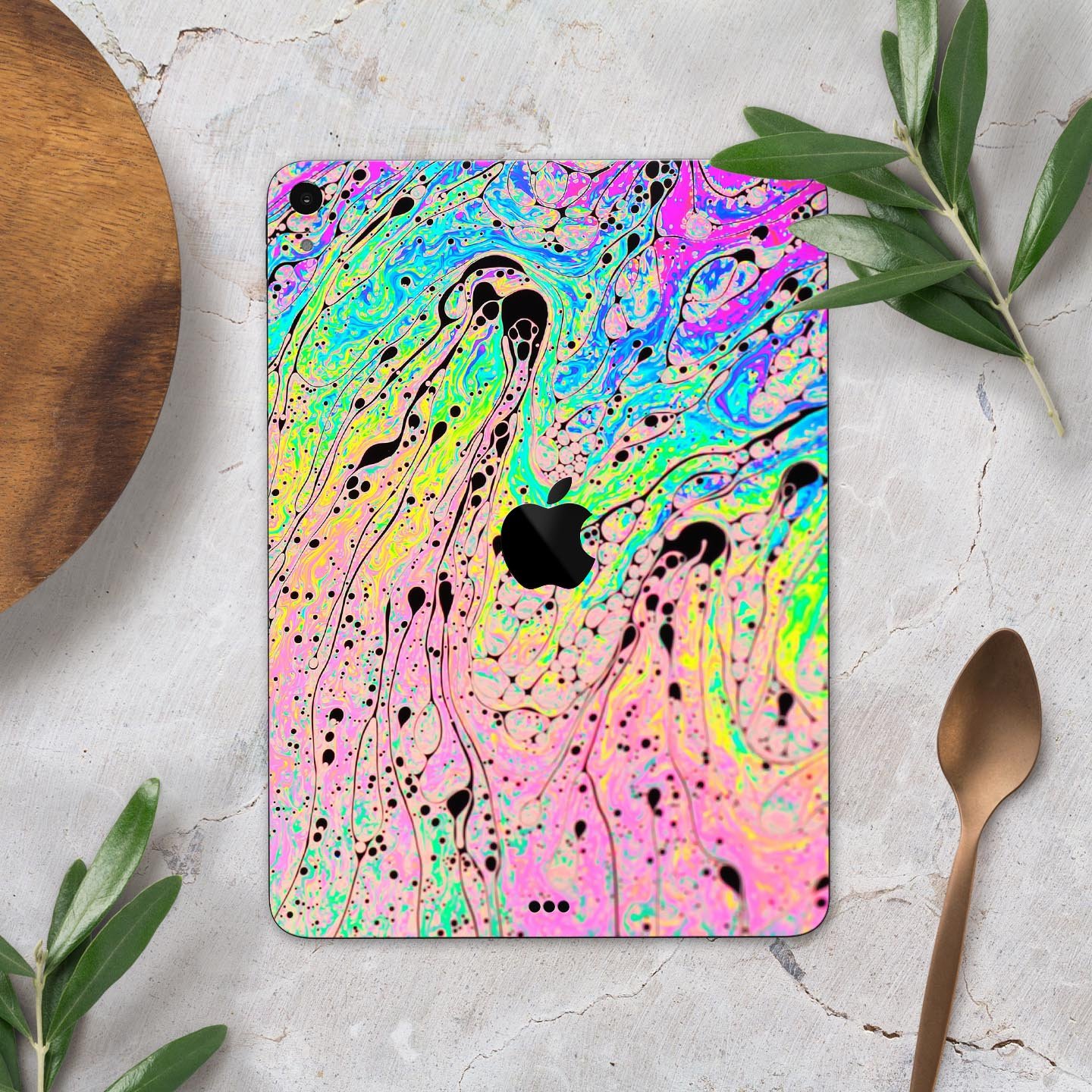 Neon Color Fusion V3 Full Body Skin Decal for Apple iPad Pro showcasing vibrant colors and sleek design.