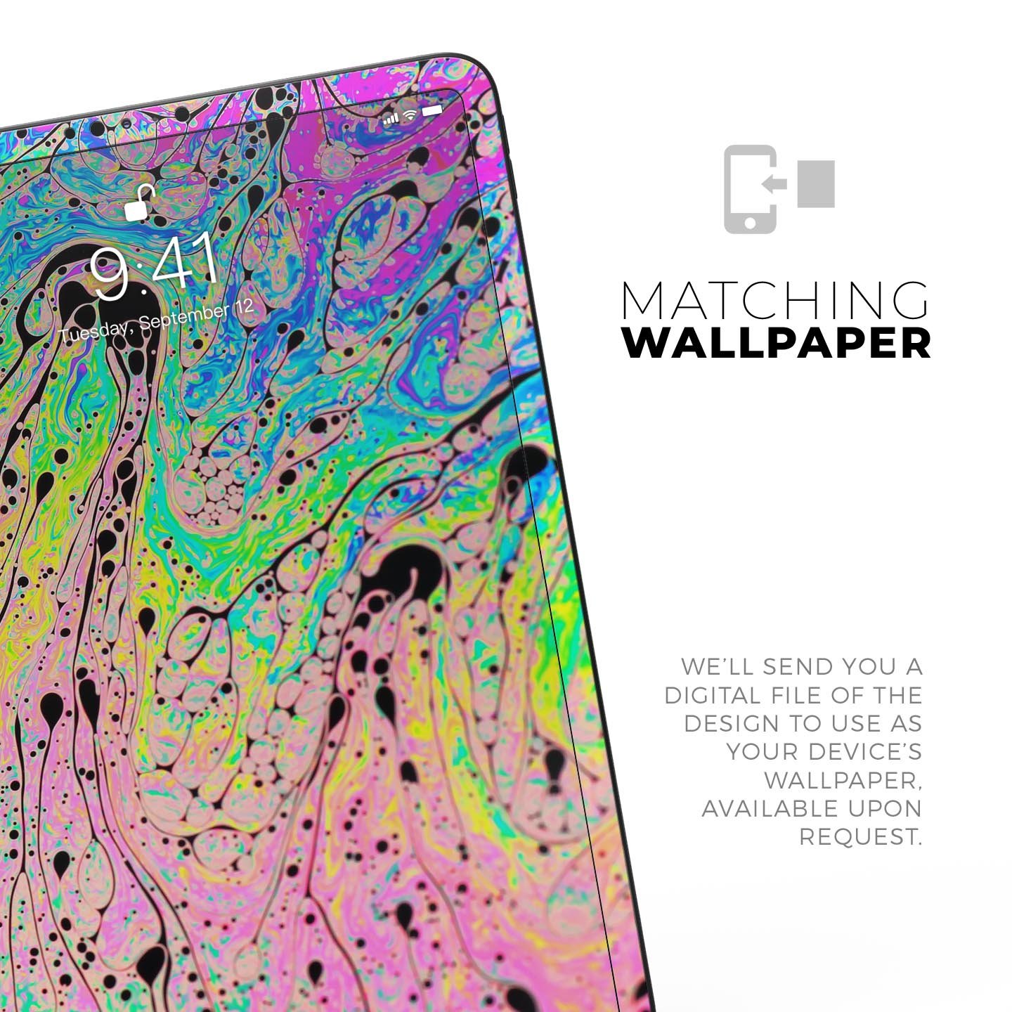 Neon Color Fusion V3 Full Body Skin Decal for Apple iPad Pro showcasing vibrant colors and sleek design.