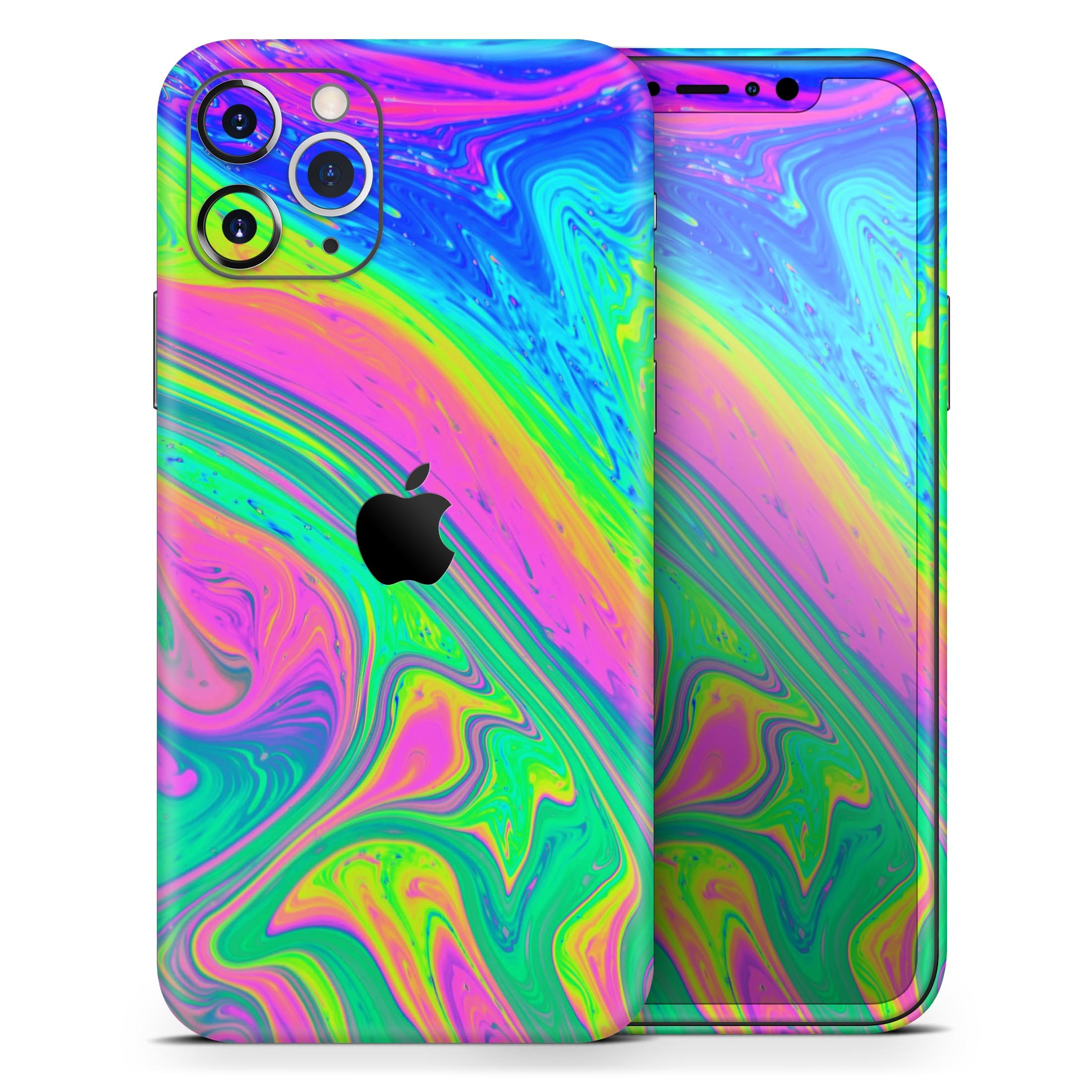 Neon Color Fusion V3 skin for Apple iPhone 14, showcasing vibrant colors and a sleek design.