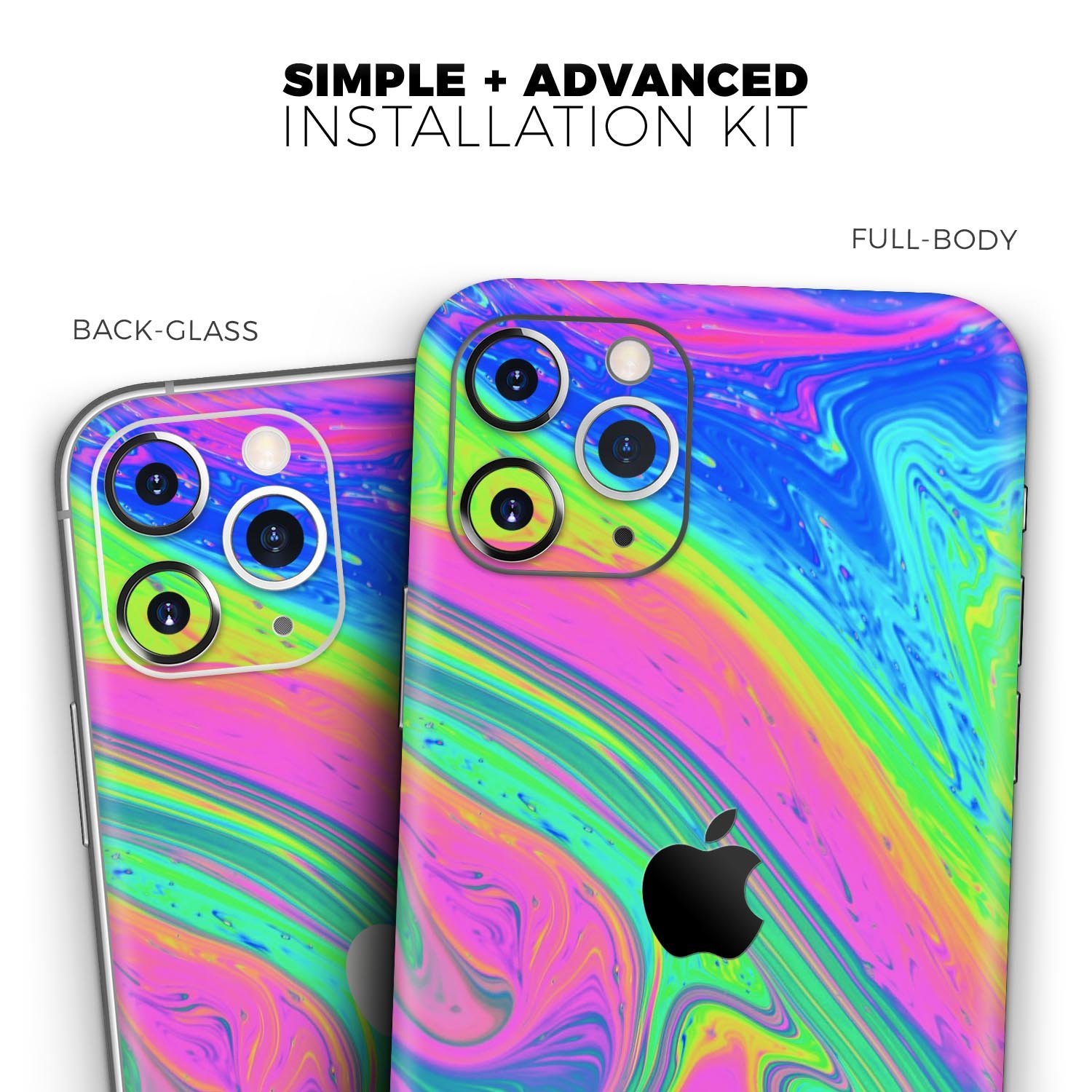 Neon Color Fusion V3 skin for Apple iPhone 14, showcasing vibrant colors and a sleek design.