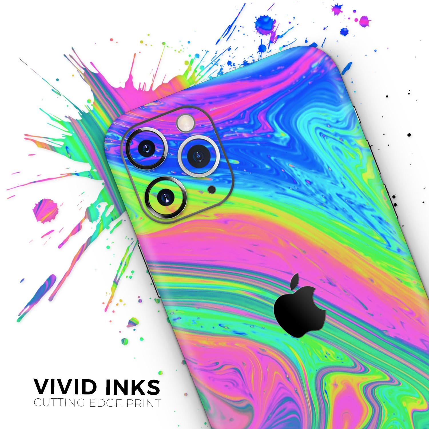 Neon Color Fusion V3 skin for Apple iPhone 14, showcasing vibrant colors and a sleek design.