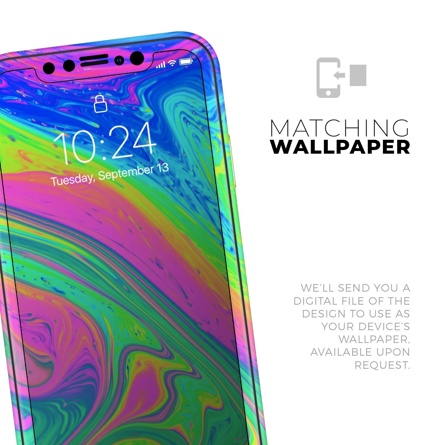 Neon Color Fusion V3 skin for Apple iPhone 14, showcasing vibrant colors and a sleek design.