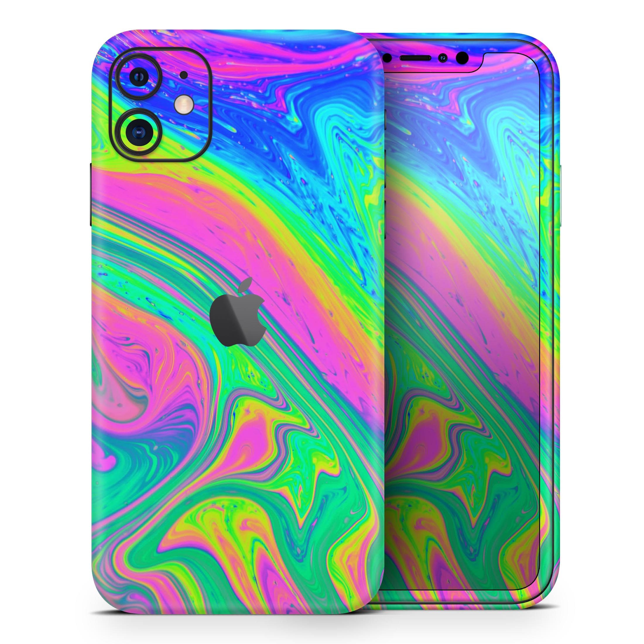 Neon Color Fusion V3 skin for Apple iPhone 14, showcasing vibrant colors and a sleek design.