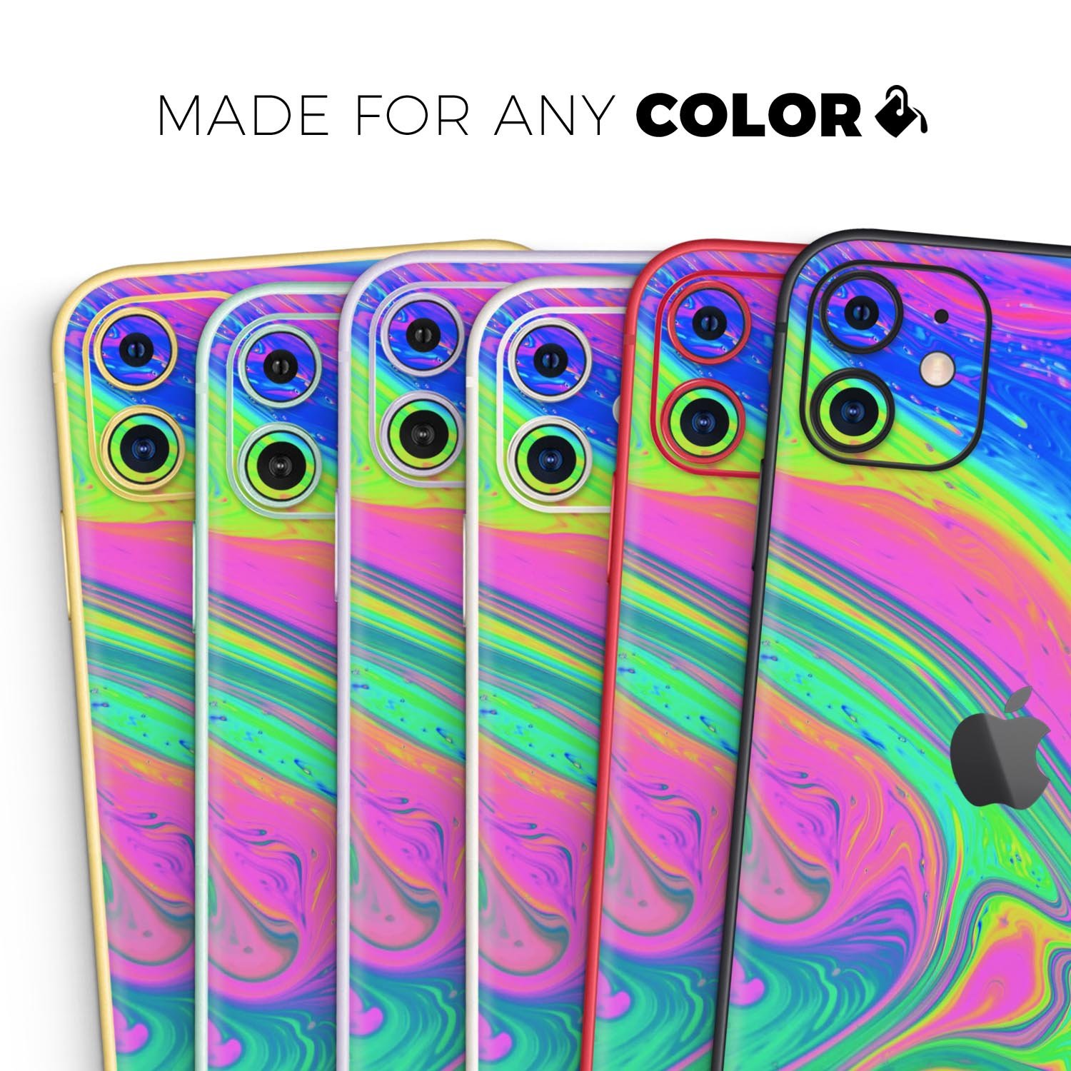 Neon Color Fusion V3 skin for Apple iPhone 14, showcasing vibrant colors and a sleek design.