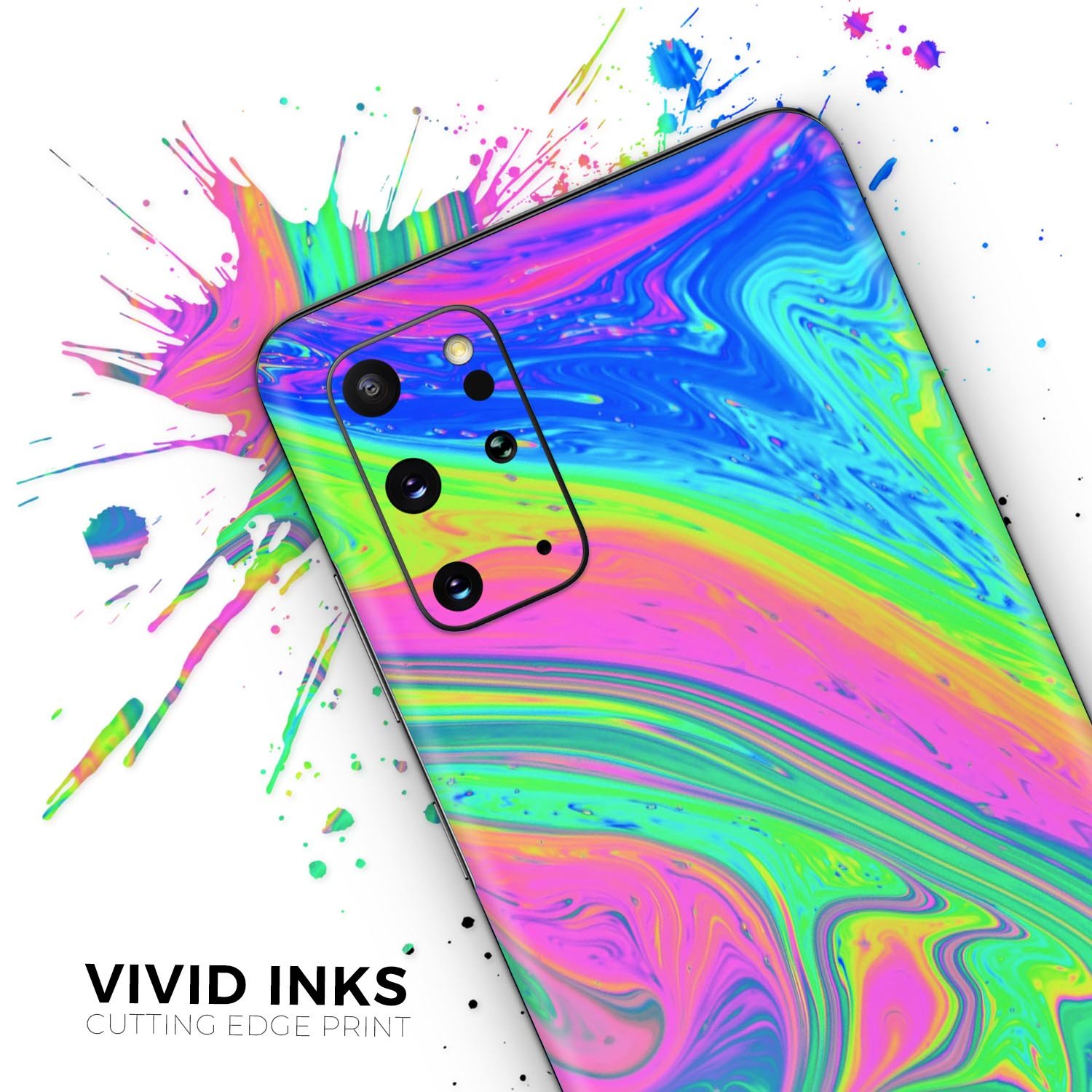 Neon Color Fusion V3 Skin-Kit for Samsung Galaxy S20 showcasing vibrant colors and sleek design.