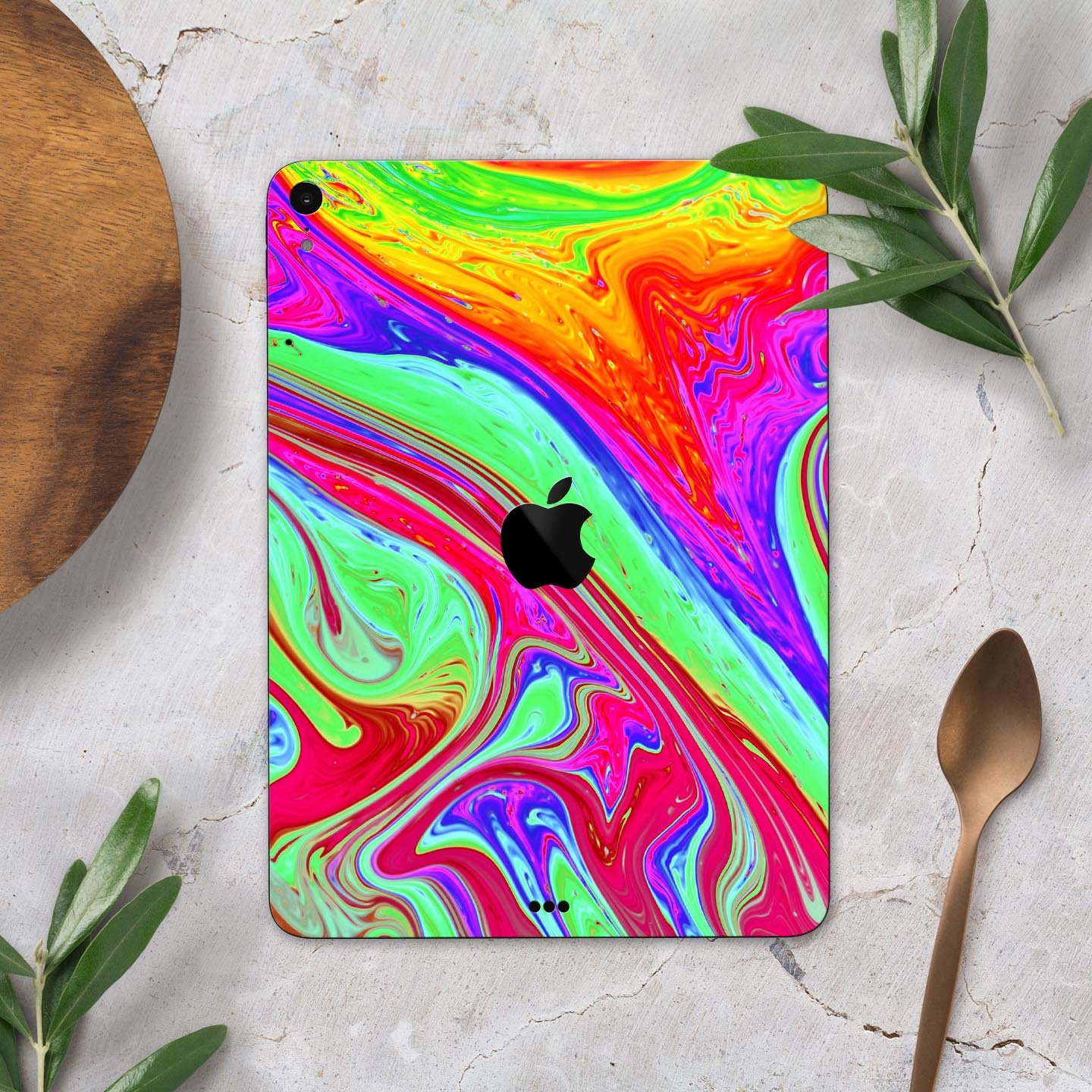 Neon Color Fusion V8 skin decal for Apple iPad Pro, showcasing vibrant colors and sleek design.