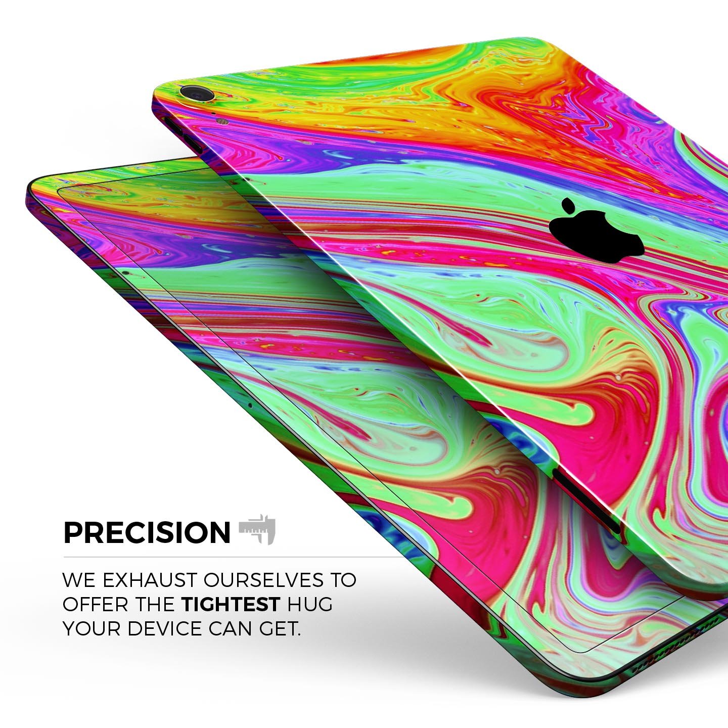 Neon Color Fusion V8 skin decal for Apple iPad Pro, showcasing vibrant colors and sleek design.