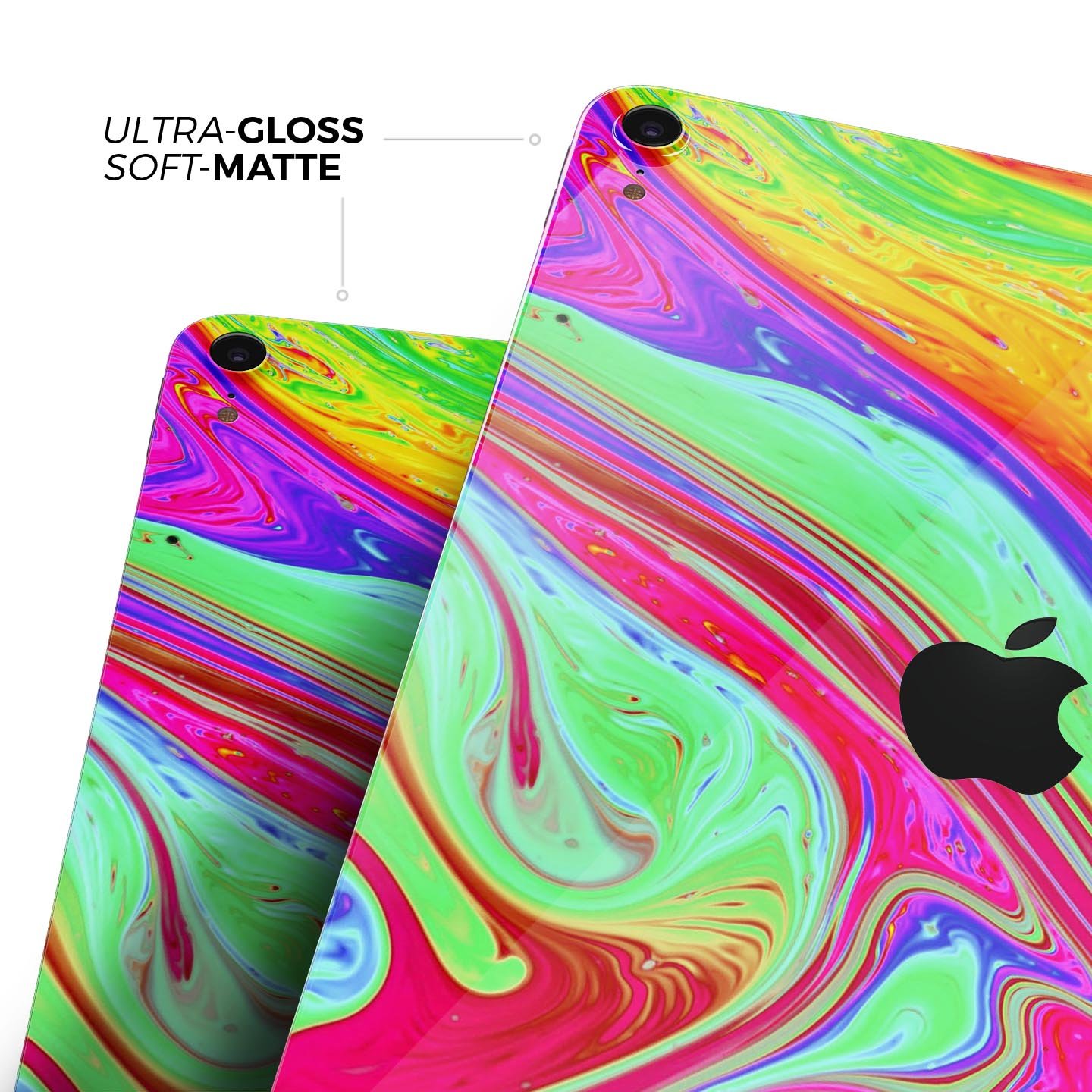 Neon Color Fusion V8 skin decal for Apple iPad Pro, showcasing vibrant colors and sleek design.