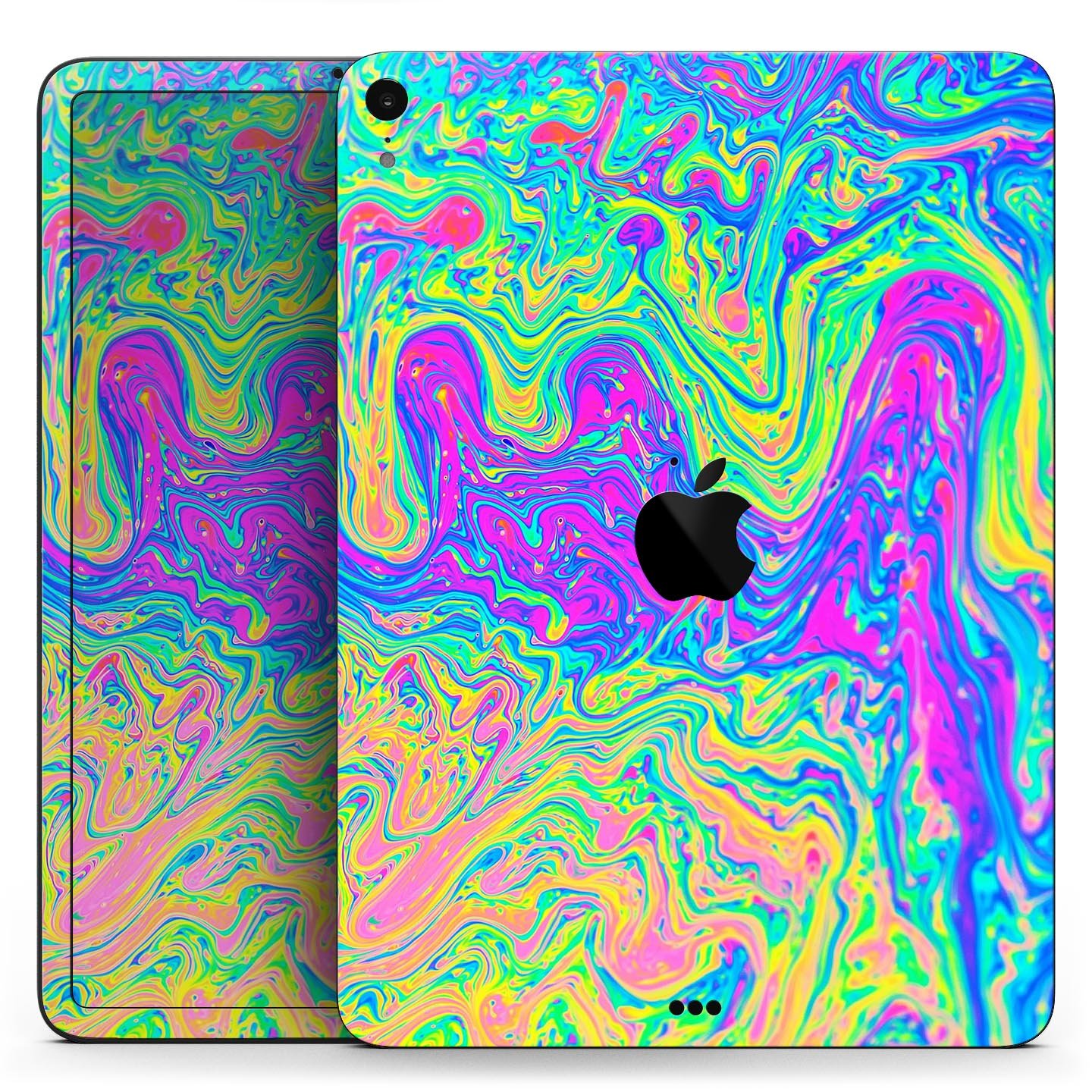 Vibrant Neon Color Swirls full body skin decal for Apple iPad Pro 12.9", showcasing colorful patterns and premium finish.