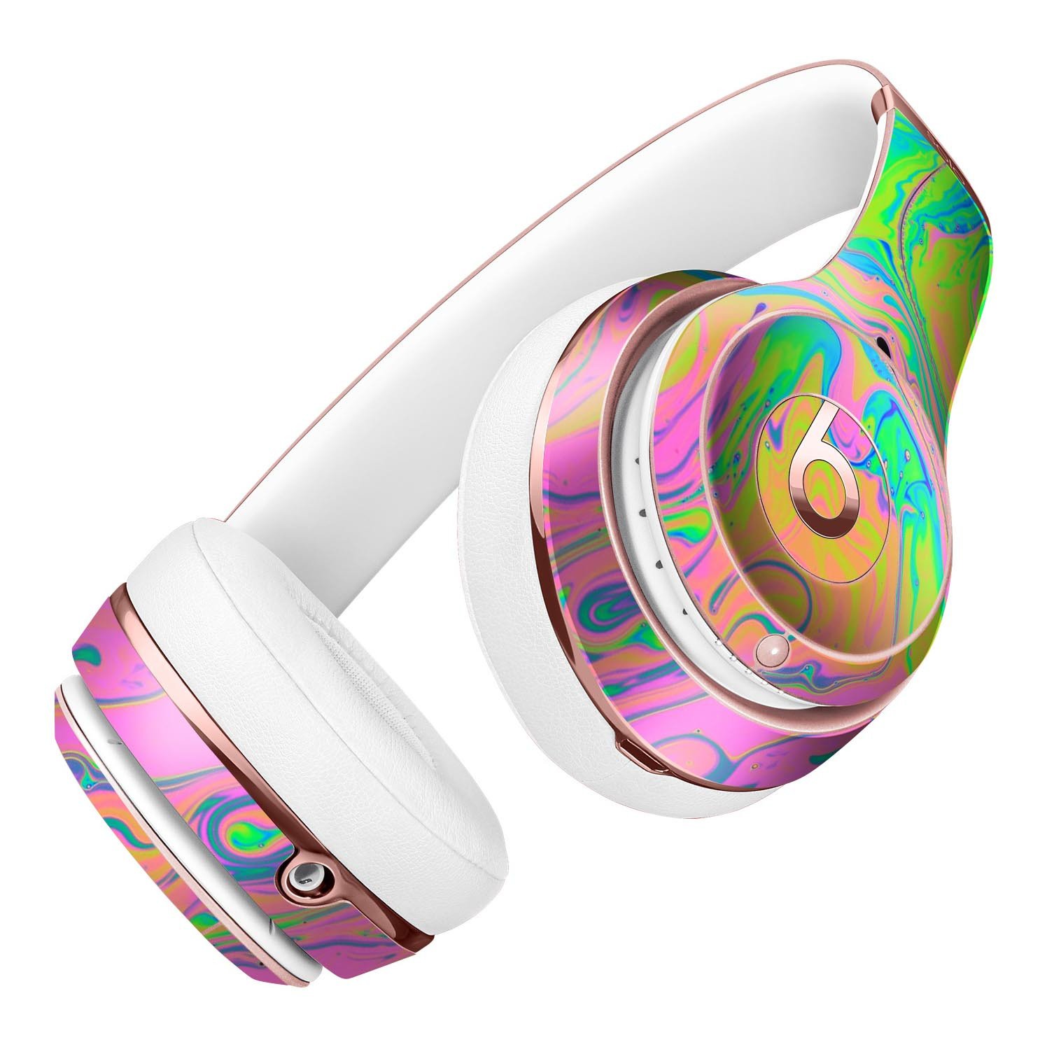 Neon Color Swirls Full-Body Skin Kit for Beats by Dre Solo 3, showcasing vibrant colors and sleek design.