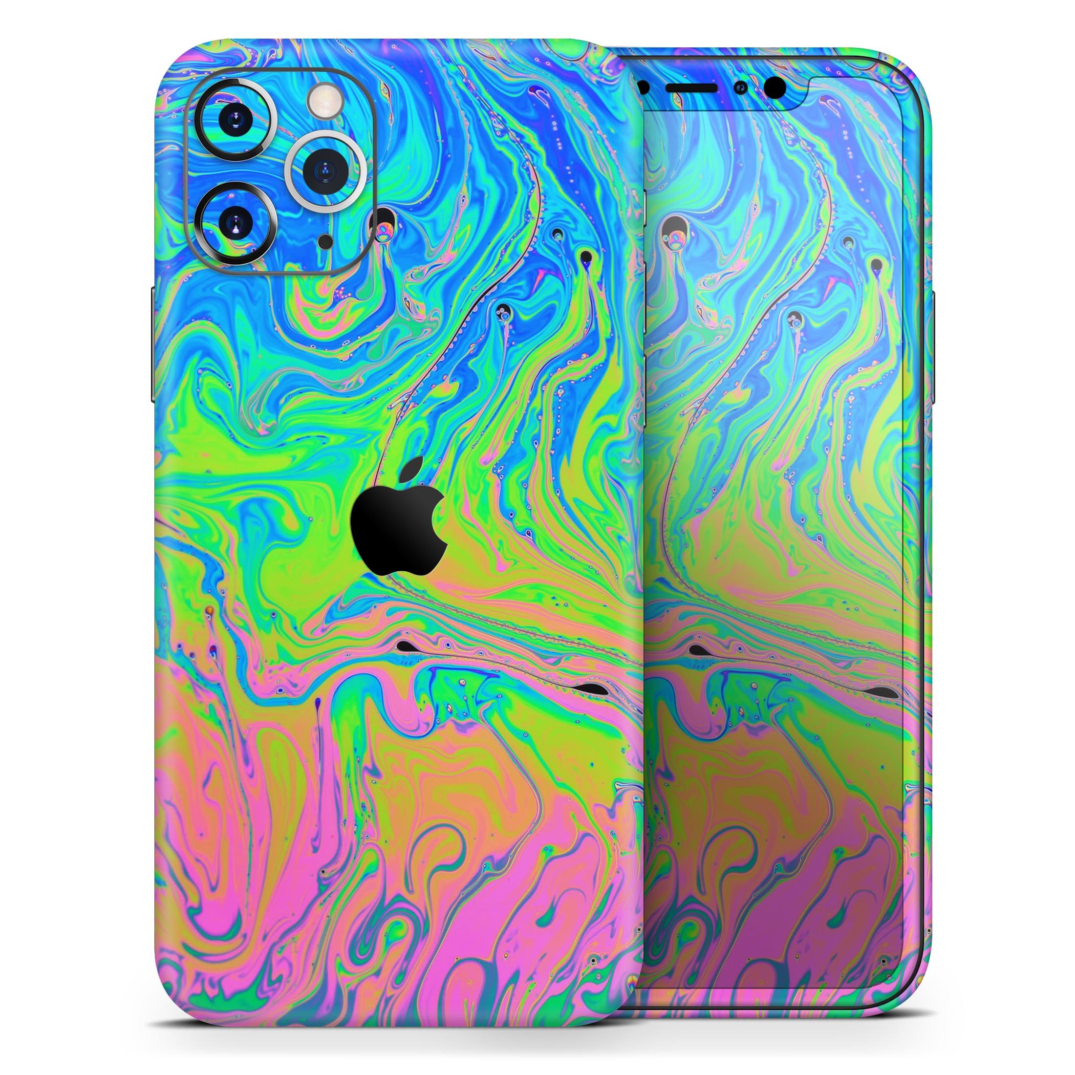 Vibrant Neon Color Swirls skin for Apple iPhone 14 and 13, showcasing a colorful design that enhances device aesthetics.