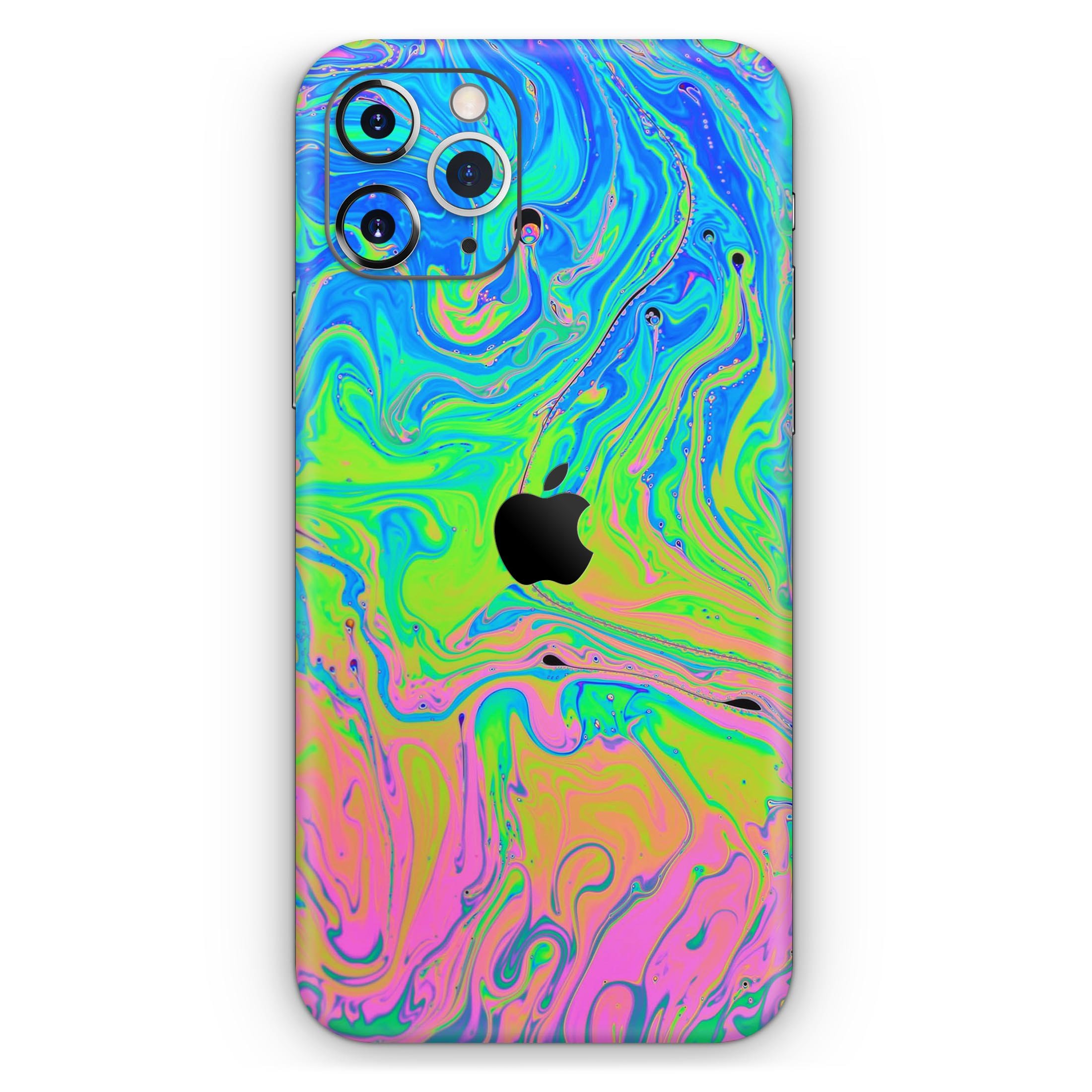 Vibrant Neon Color Swirls skin for Apple iPhone 14 and 13, showcasing a colorful design that enhances device aesthetics.