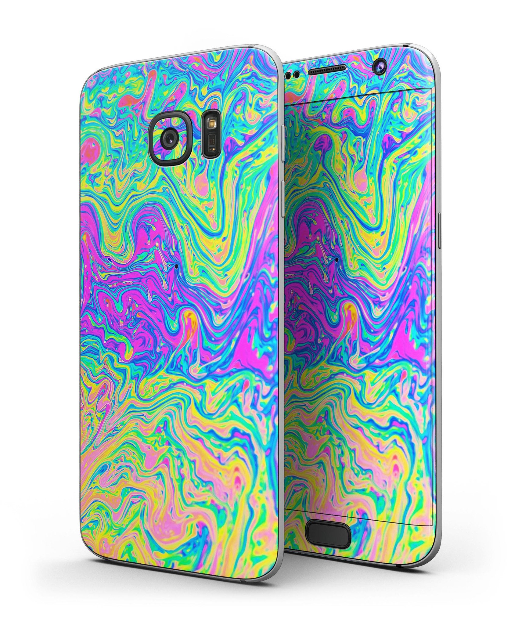 Neon Color Swirls V2 skin kit for Samsung Galaxy S7, showcasing vibrant colors and stylish design.