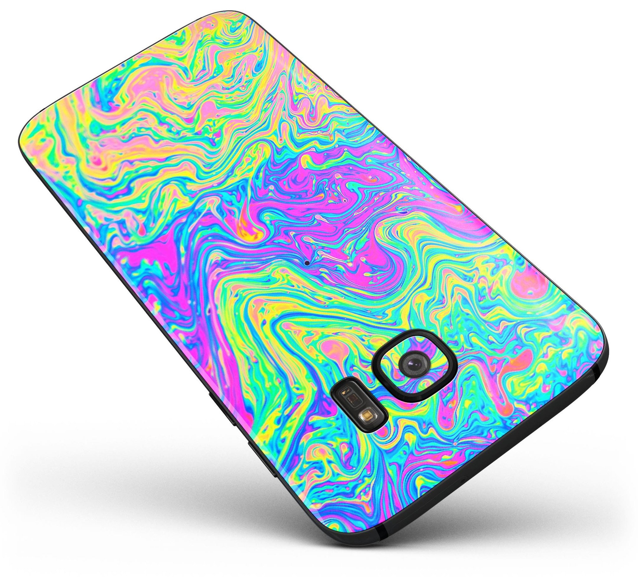 Neon Color Swirls V2 skin kit for Samsung Galaxy S7, showcasing vibrant colors and stylish design.