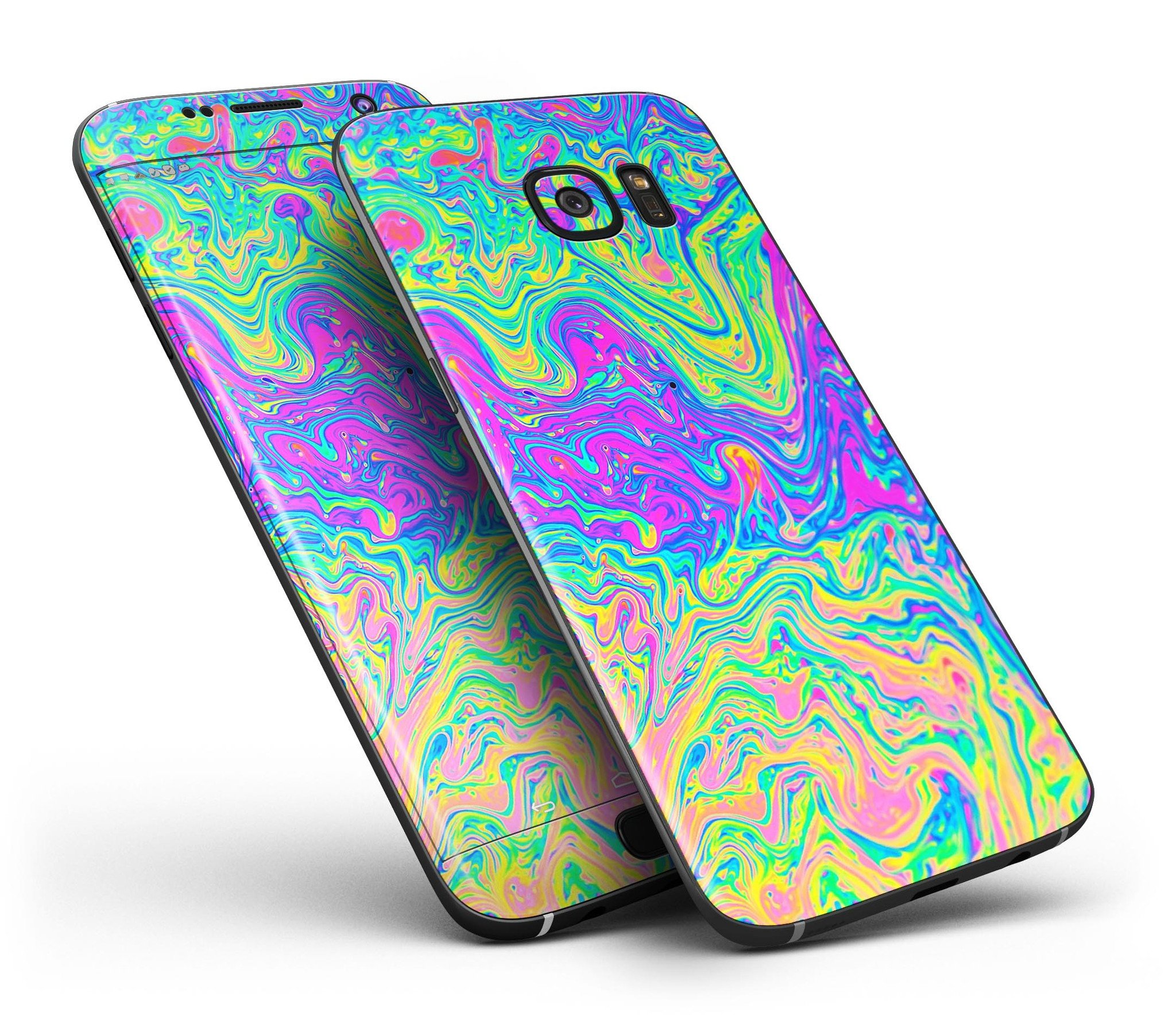 Neon Color Swirls V2 skin kit for Samsung Galaxy S7, showcasing vibrant colors and stylish design.