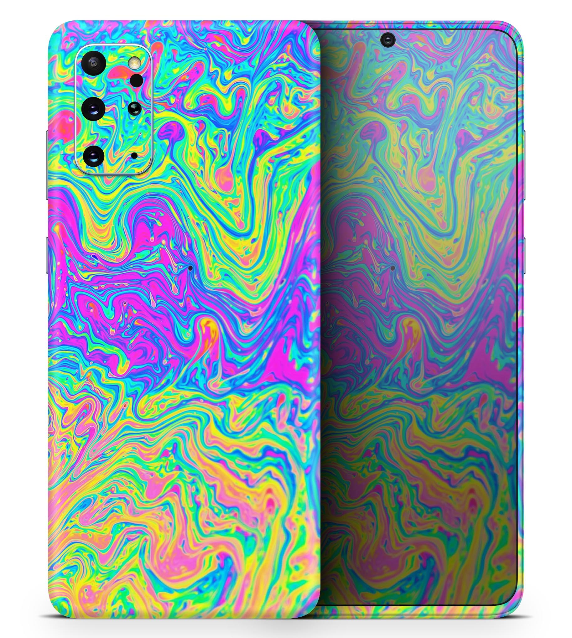 Neon Color Swirls V2 skin for Samsung Galaxy S20, showcasing vibrant colors and a sleek design.