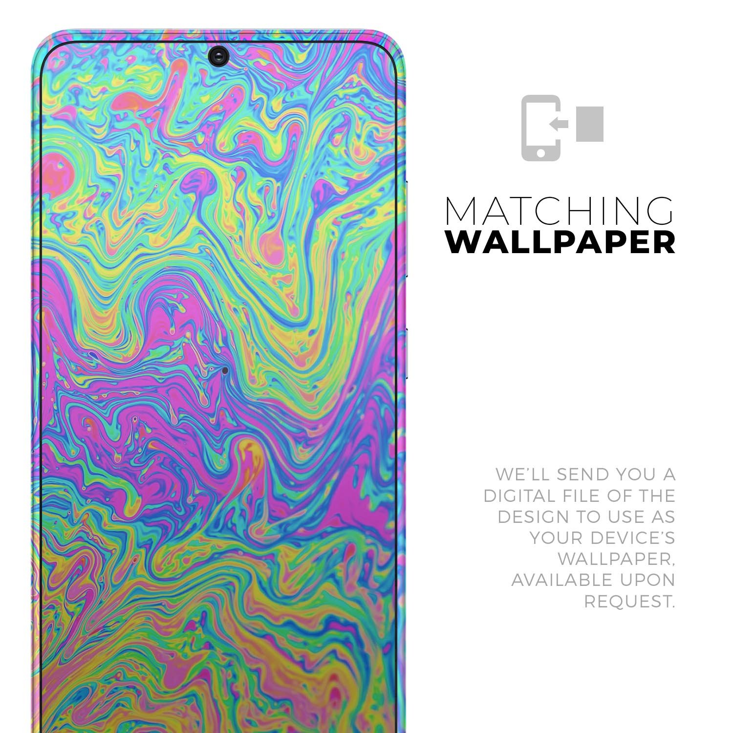 Neon Color Swirls V2 skin for Samsung Galaxy S20, showcasing vibrant colors and a sleek design.