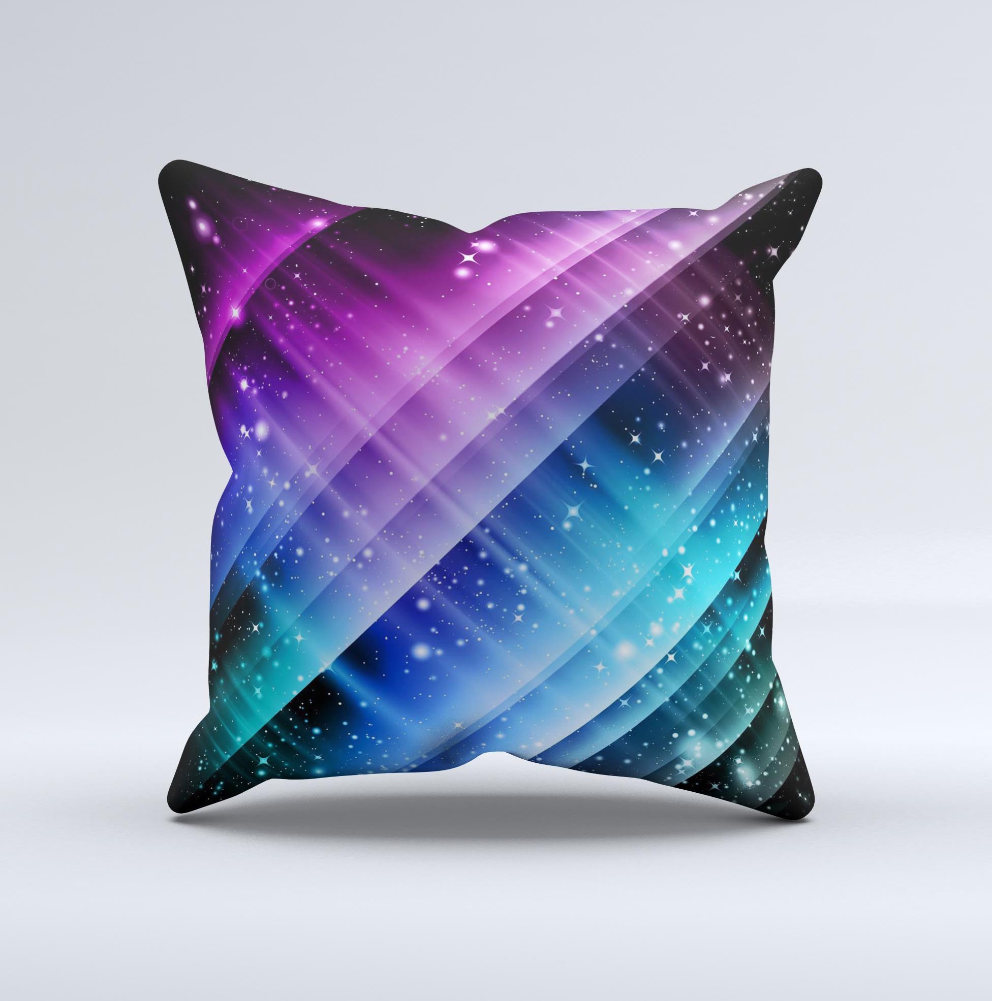 A vibrant Neon Glow Paint Decorative Throw Pillow showcasing unique hand-produced graphics, perfect for adding color to any room.