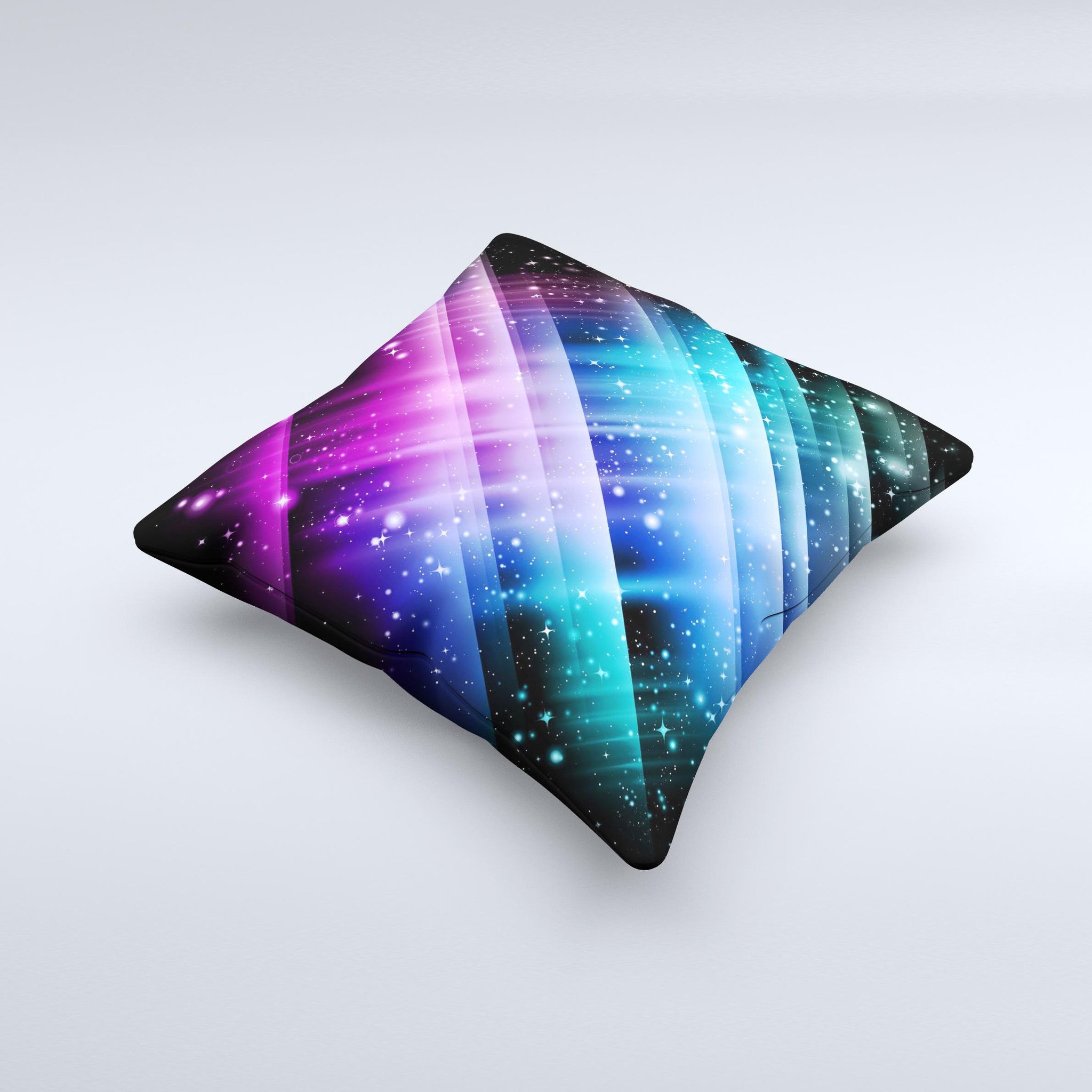 A vibrant Neon Glow Paint Decorative Throw Pillow showcasing unique hand-produced graphics, perfect for adding color to any room.