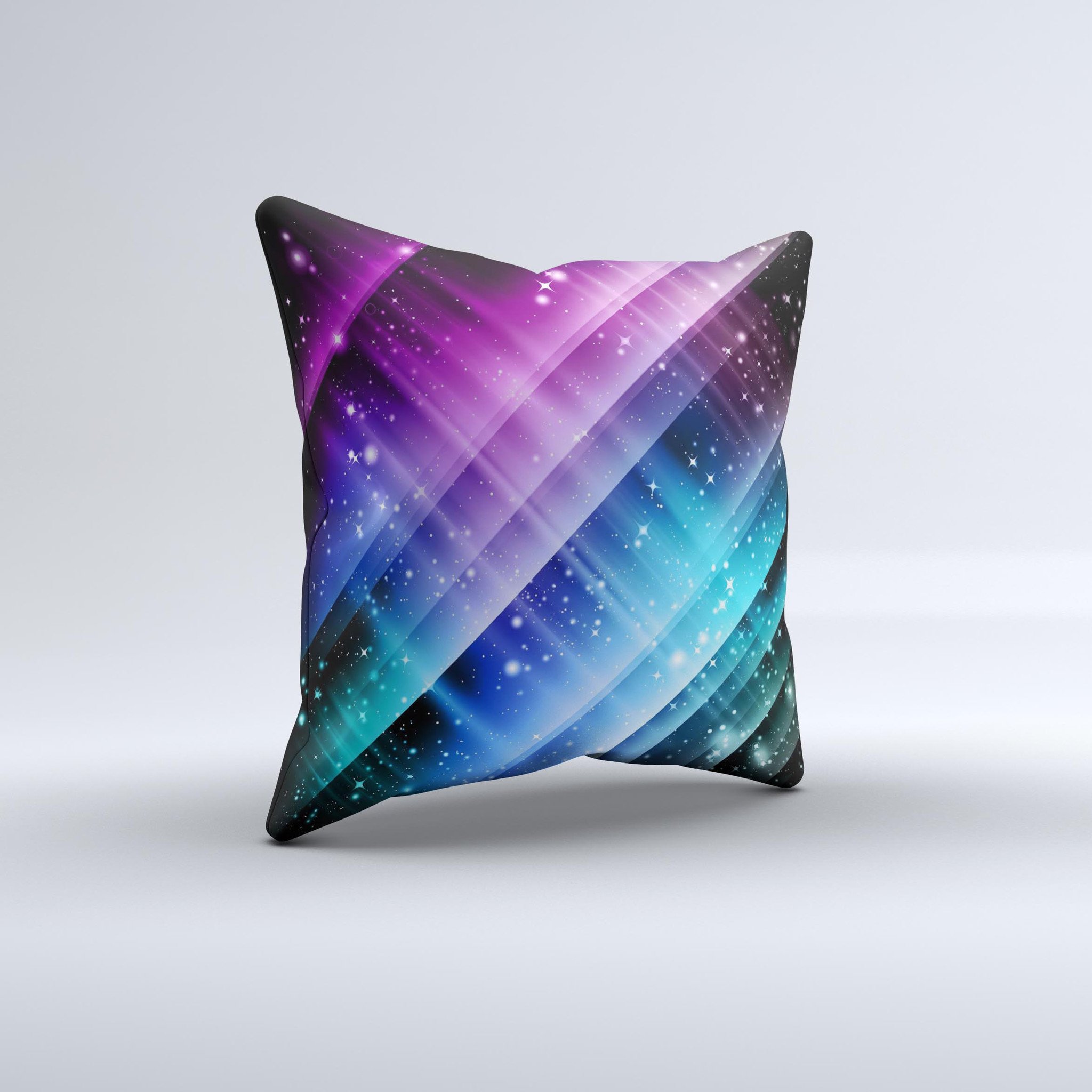 A vibrant Neon Glow Paint Decorative Throw Pillow showcasing unique hand-produced graphics, perfect for adding color to any room.