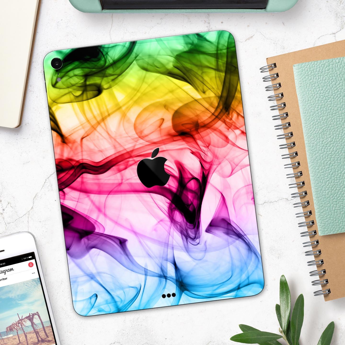 Neon Glowing Fumes skin decal for Apple iPad Pro, showcasing vibrant colors and a sleek design.