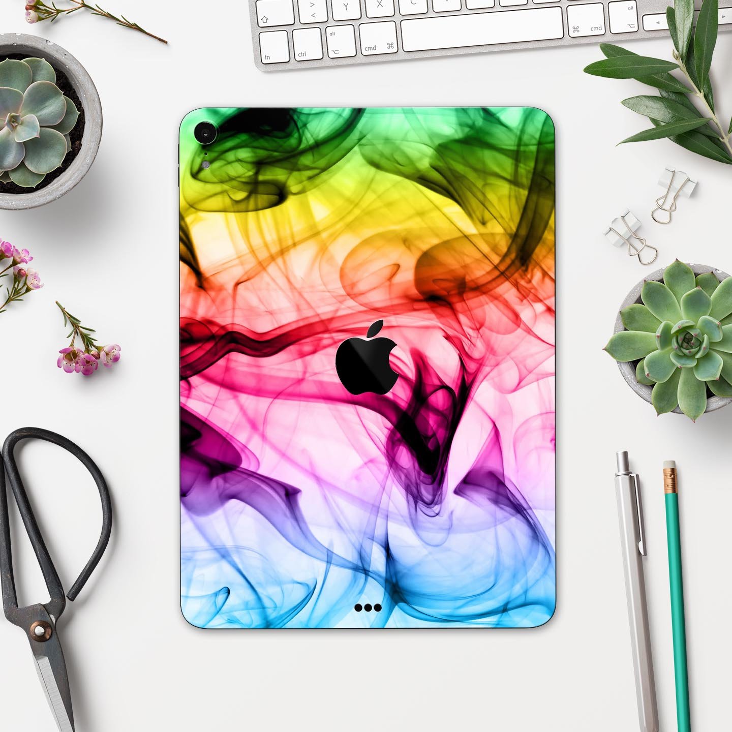 Neon Glowing Fumes skin decal for Apple iPad Pro, showcasing vibrant colors and a sleek design.