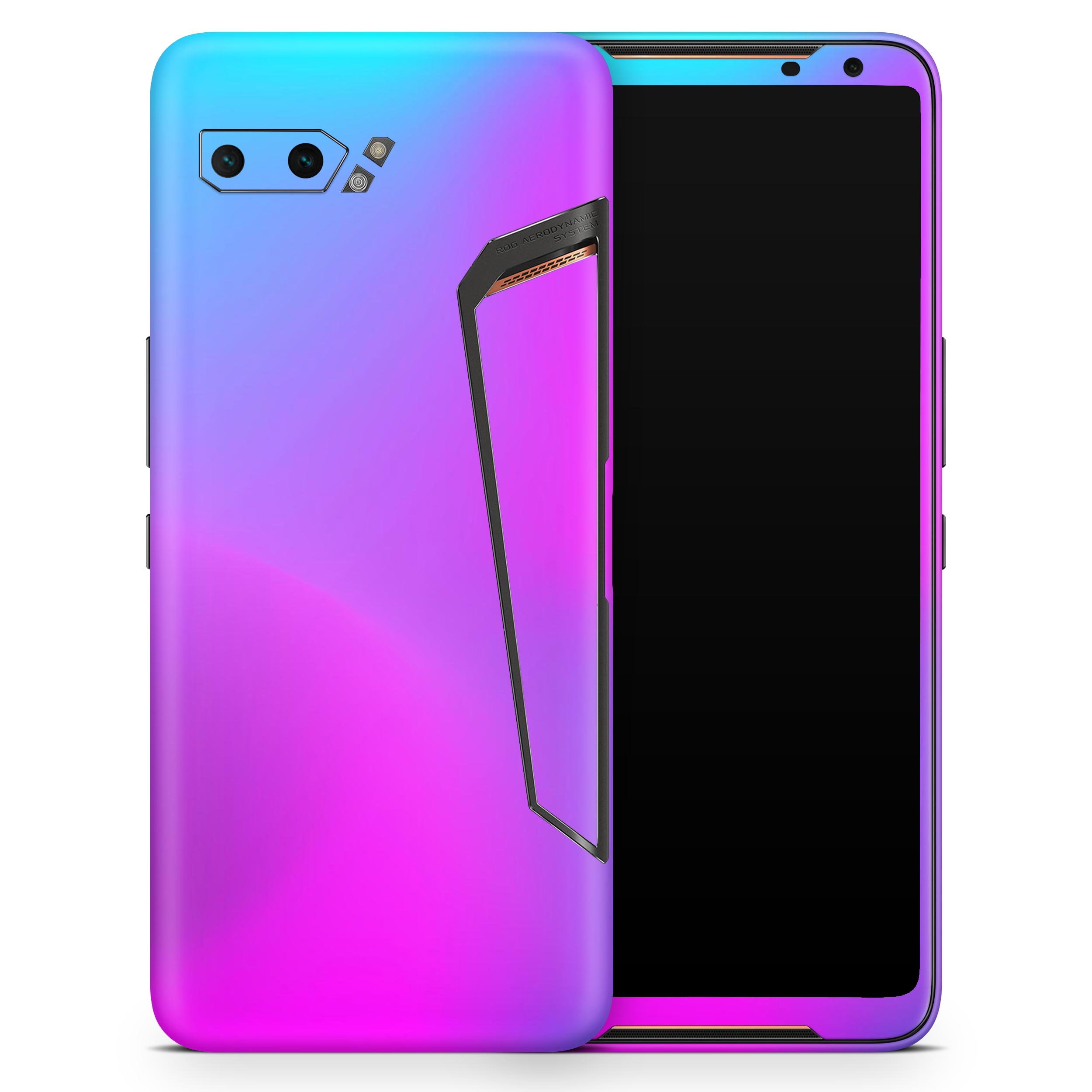 Neon Holographic V1 skin decal wrap kit for Asus phones, showcasing vibrant colors and a sleek design.