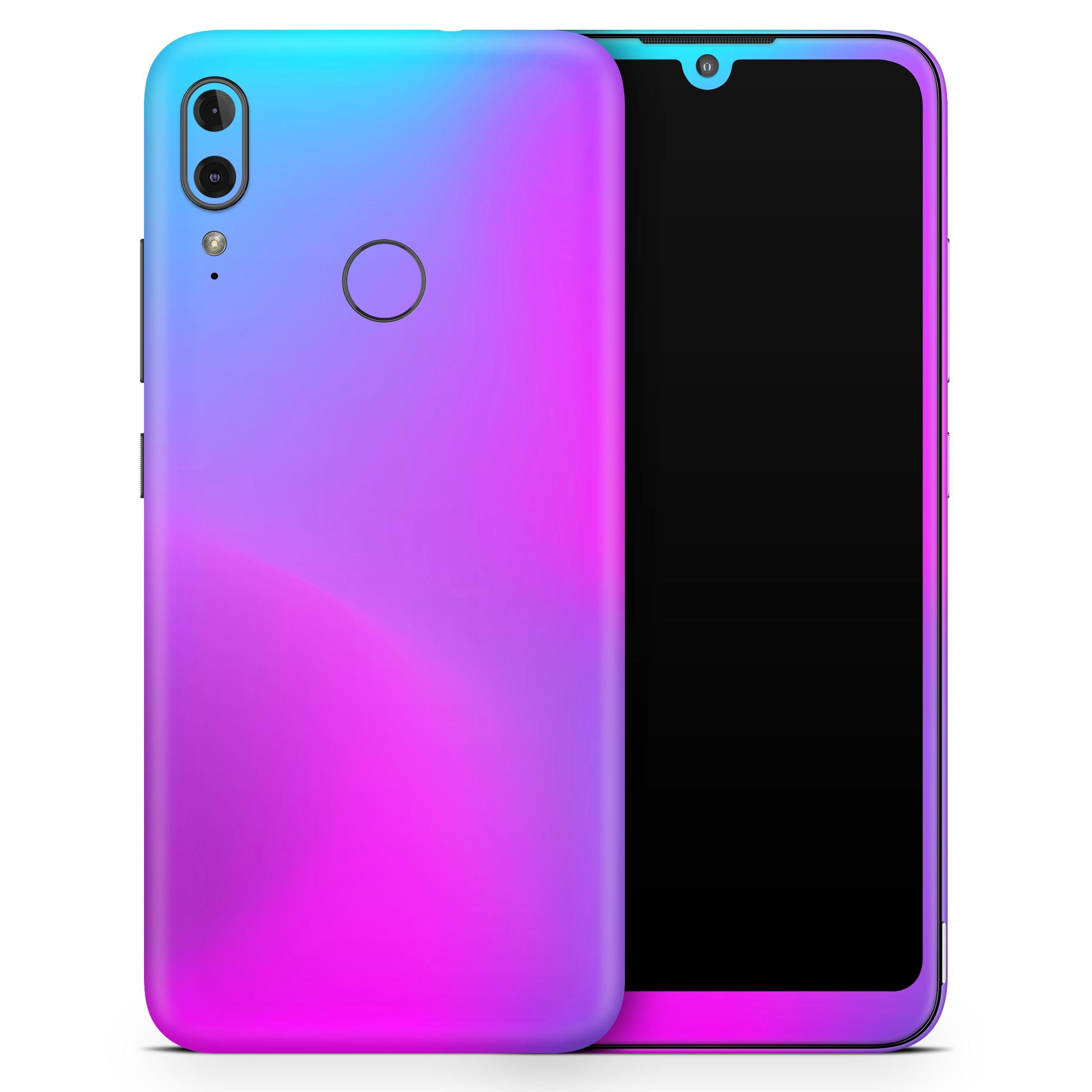 Neon Holographic V1 skin decal wrap kit for Motorola, showcasing vibrant holographic design and precise fit.