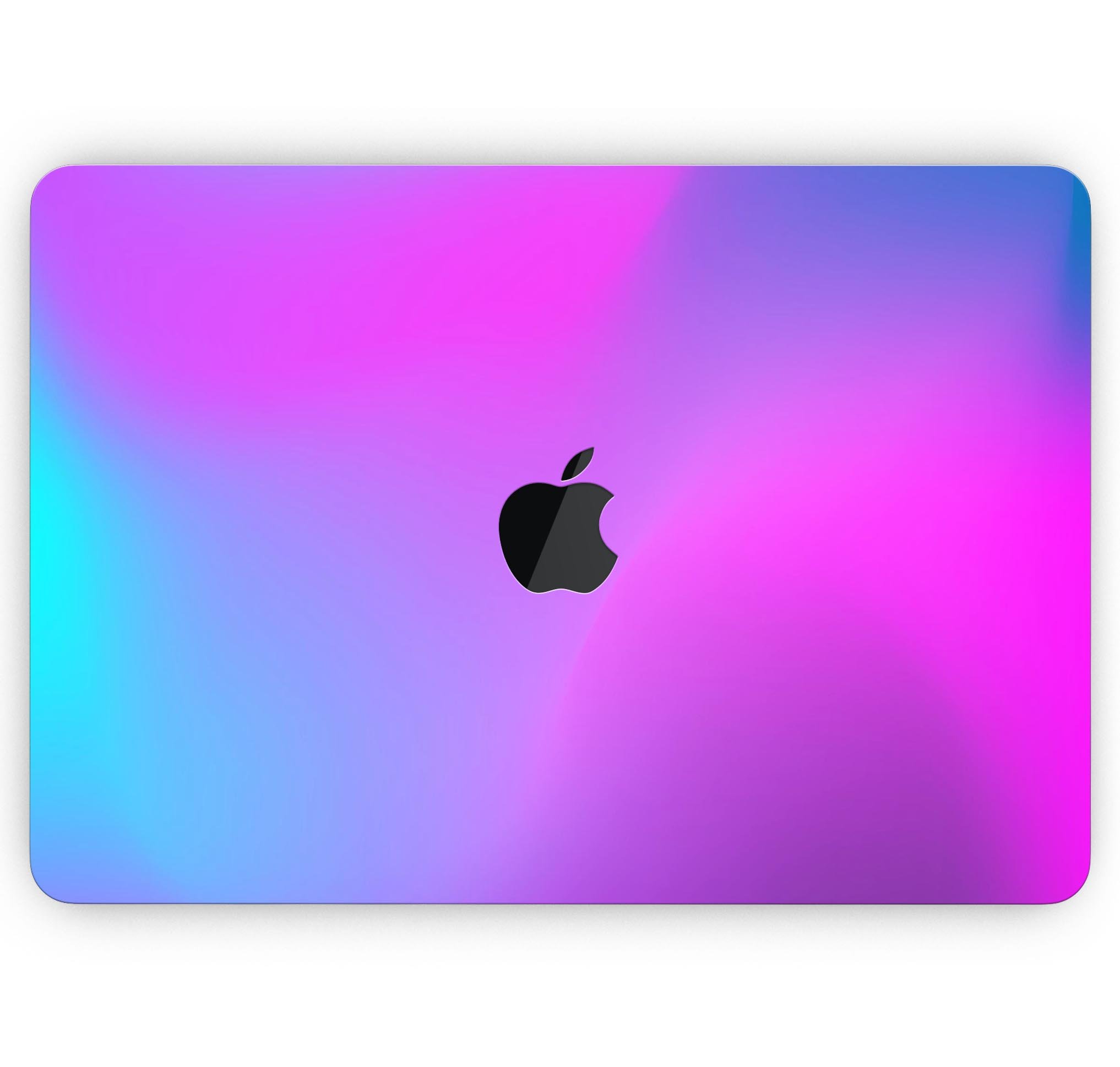 Neon Holographic V1 skin decal wrap kit for Apple MacBook, showcasing vibrant holographic design and premium vinyl material.