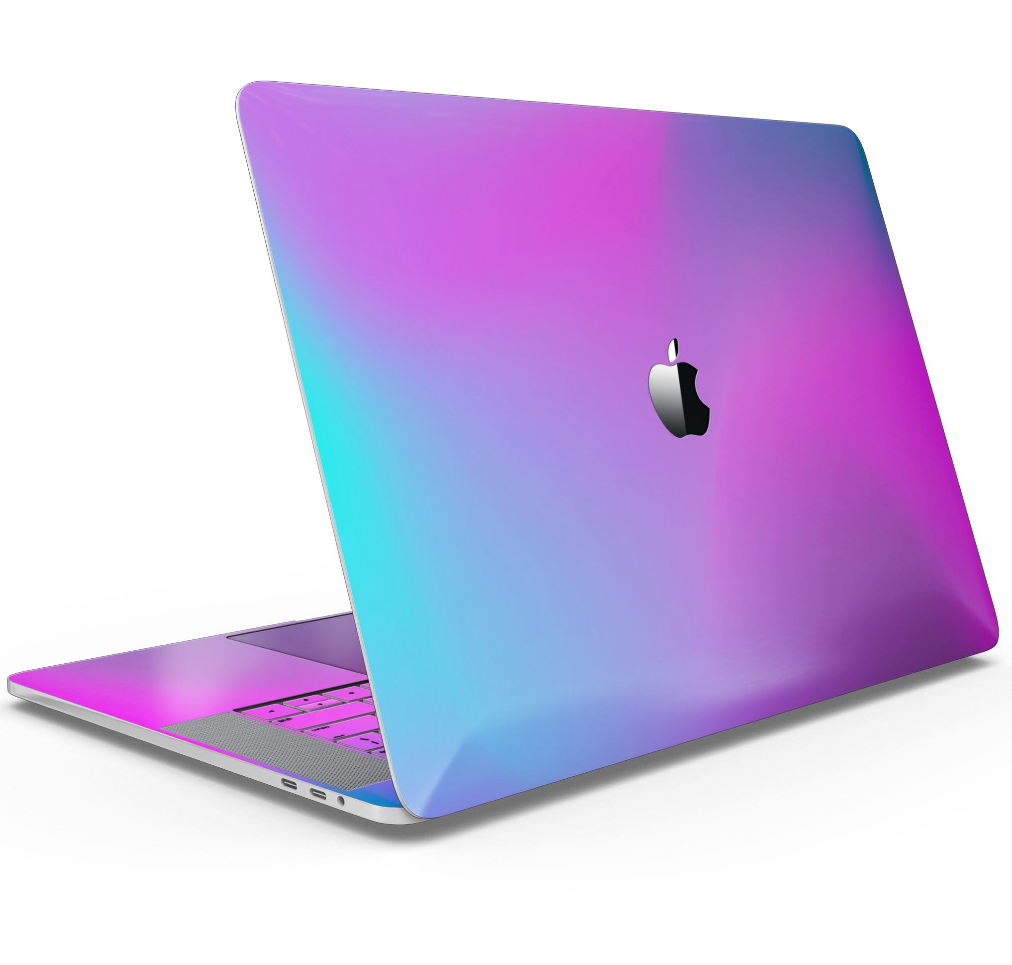 Neon Holographic V1 skin decal wrap kit for Apple MacBook, showcasing vibrant holographic design and premium vinyl material.