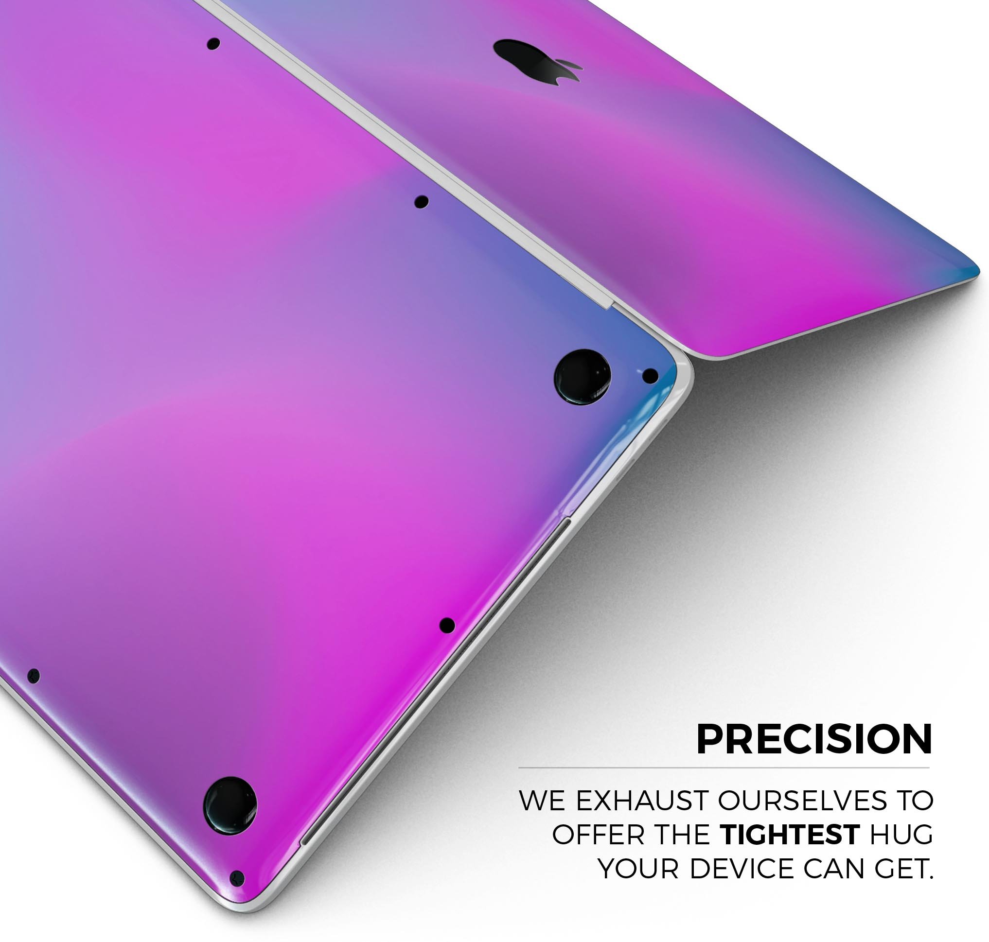 Neon Holographic V1 skin decal wrap kit for Apple MacBook, showcasing vibrant holographic design and premium vinyl material.