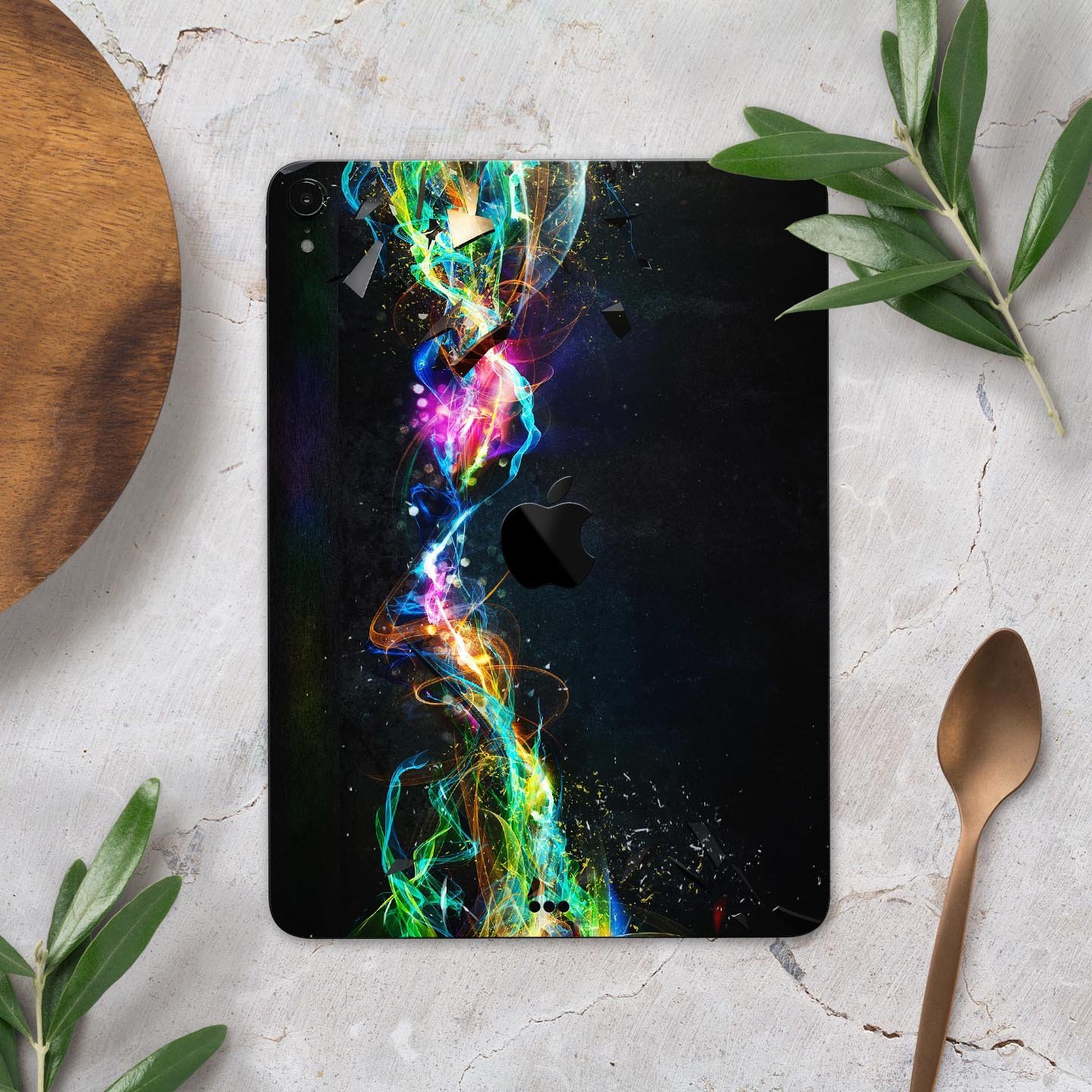 Neon Motion Lights skin decal for Apple iPad Pro, showcasing vibrant colors and ultra-thin design for protection.