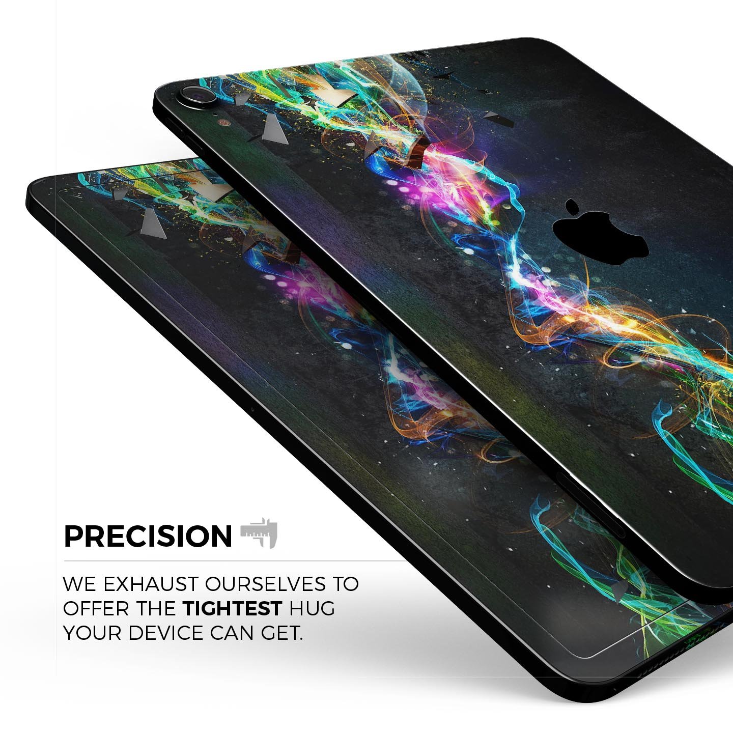 Neon Motion Lights skin decal for Apple iPad Pro, showcasing vibrant colors and ultra-thin design for protection.