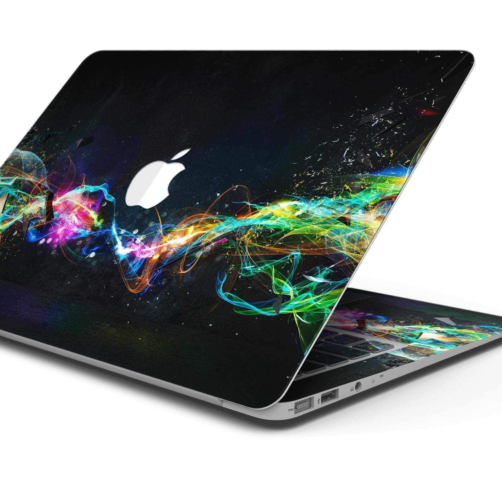 Neon Motion Lights skin decal wrap kit for Apple MacBook, showcasing vibrant colors and sleek design.