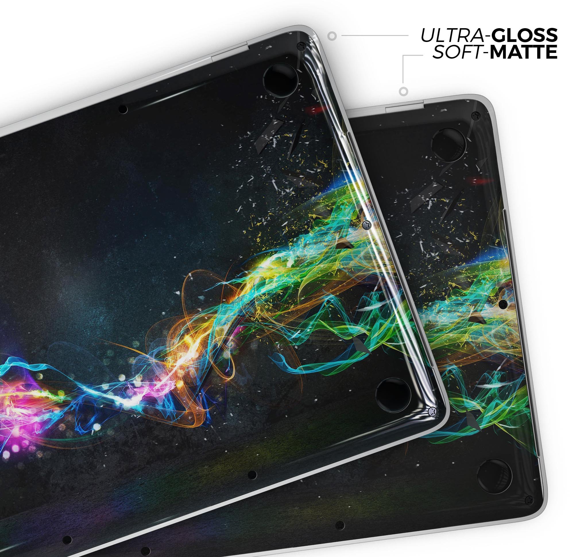 Neon Motion Lights skin decal wrap kit for Apple MacBook, showcasing vibrant colors and sleek design.