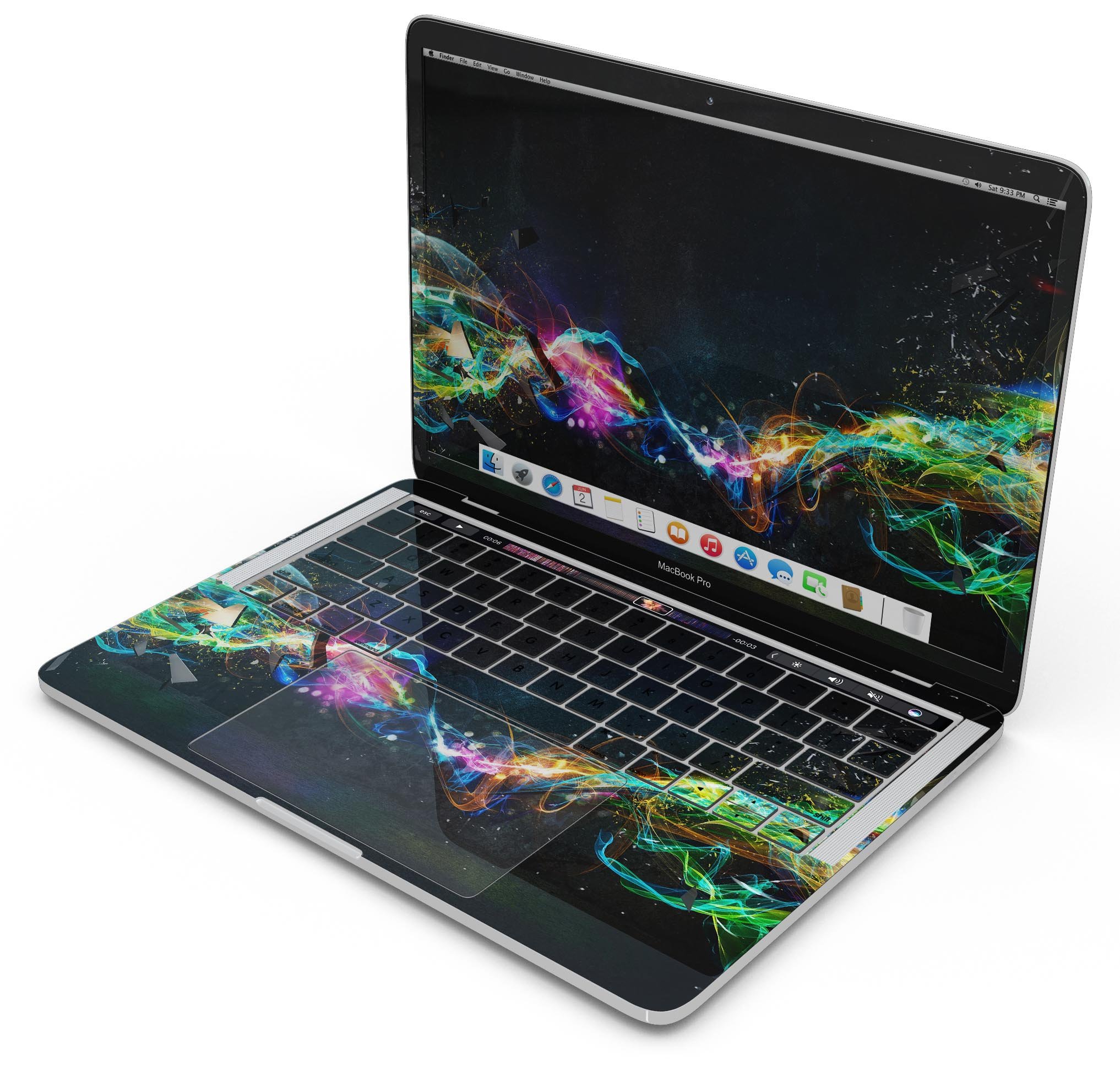 Neon Motion Lights skin decal wrap kit for Apple MacBook, showcasing vibrant colors and sleek design.