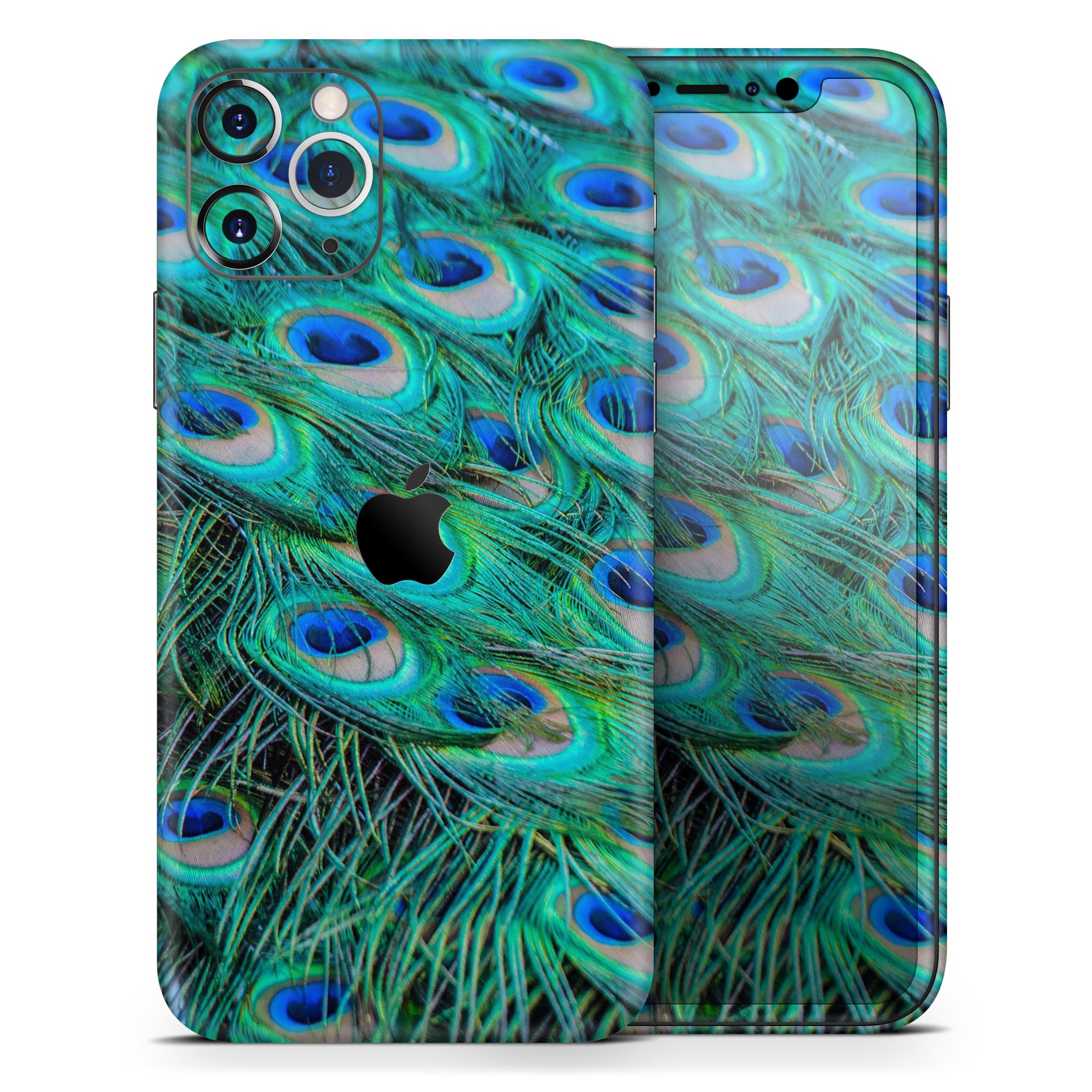 Neon Multiple Peacock skin for Apple iPhone 14, showcasing vibrant colors and a sleek design.