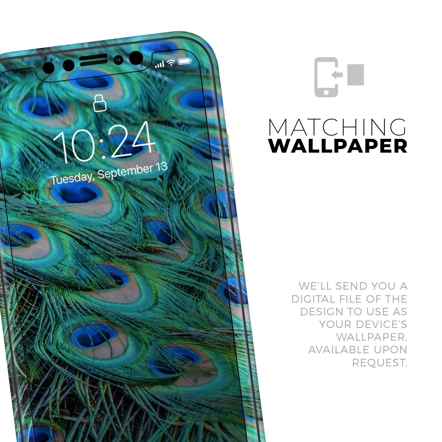 Neon Multiple Peacock skin for Apple iPhone 14, showcasing vibrant colors and a sleek design.