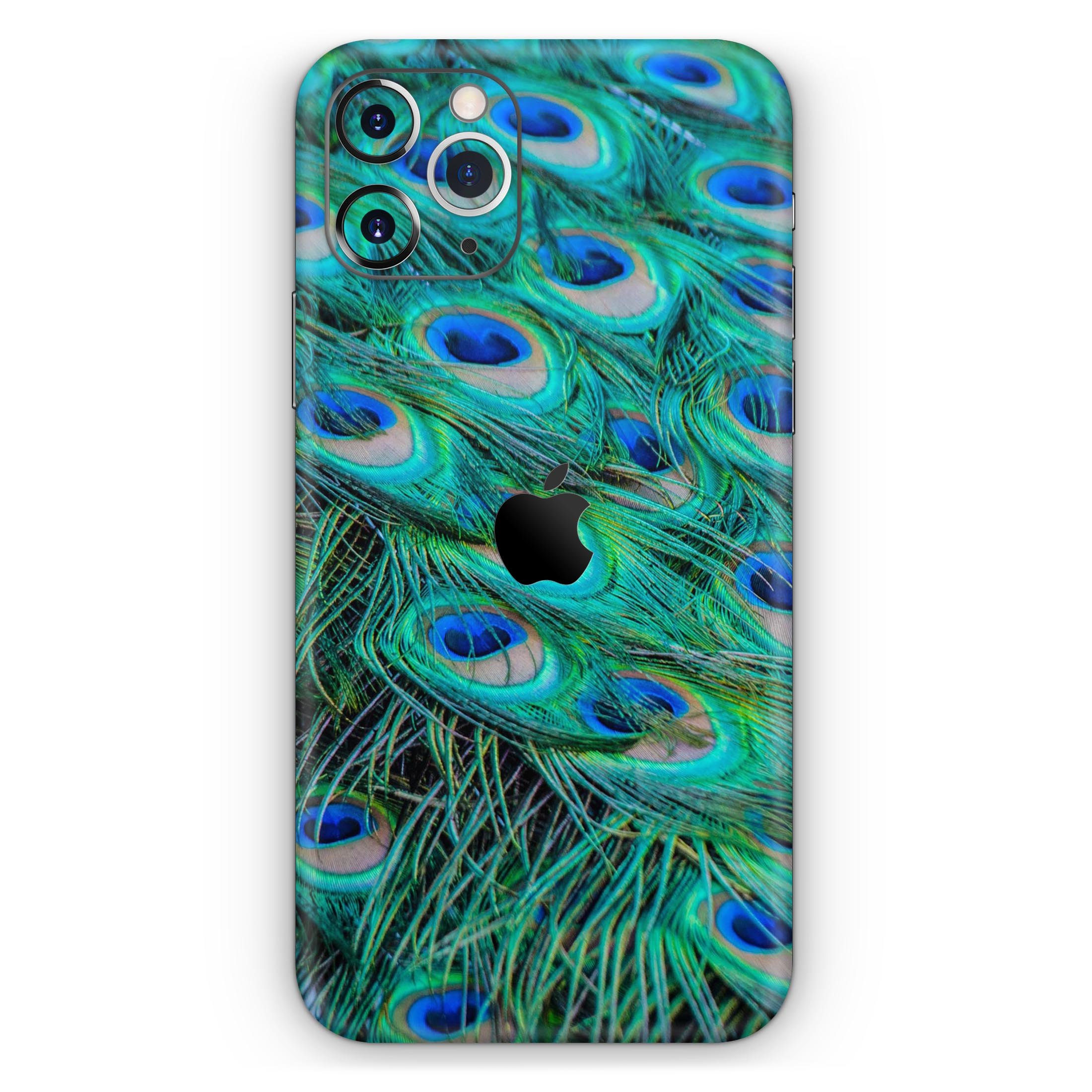 Neon Multiple Peacock skin for Apple iPhone 14, showcasing vibrant colors and a sleek design.