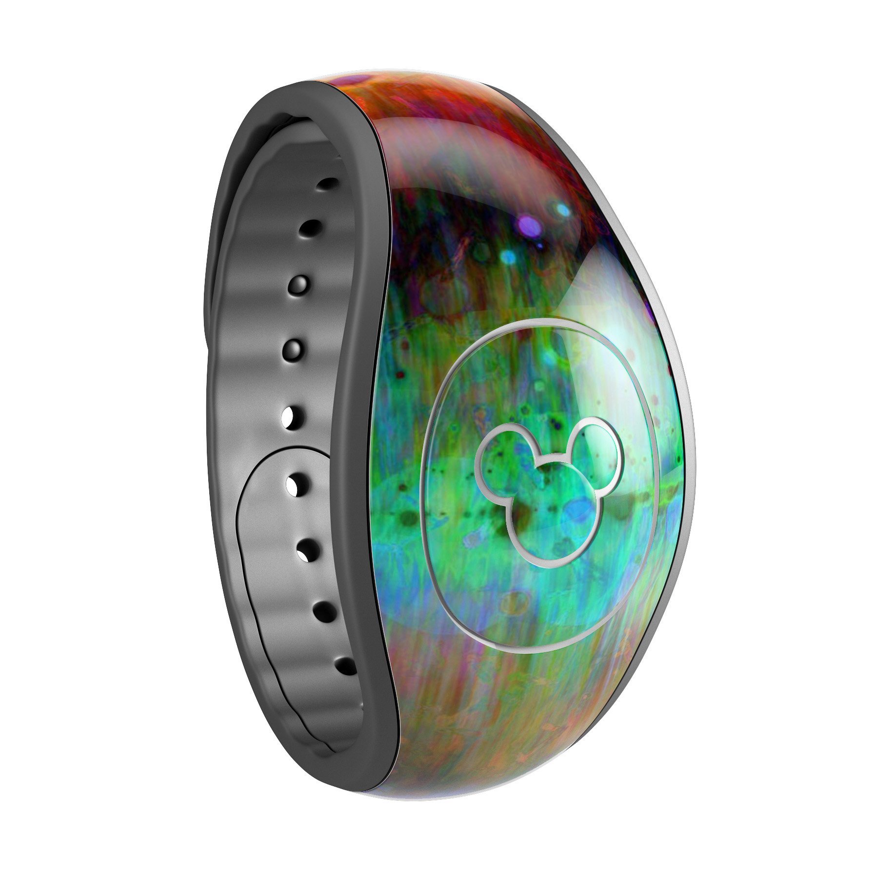 Colorful Neon Paint Mixtured Surface decal skin wrap kit designed for Disney Magic Band, showcasing vibrant patterns and high-quality materials.