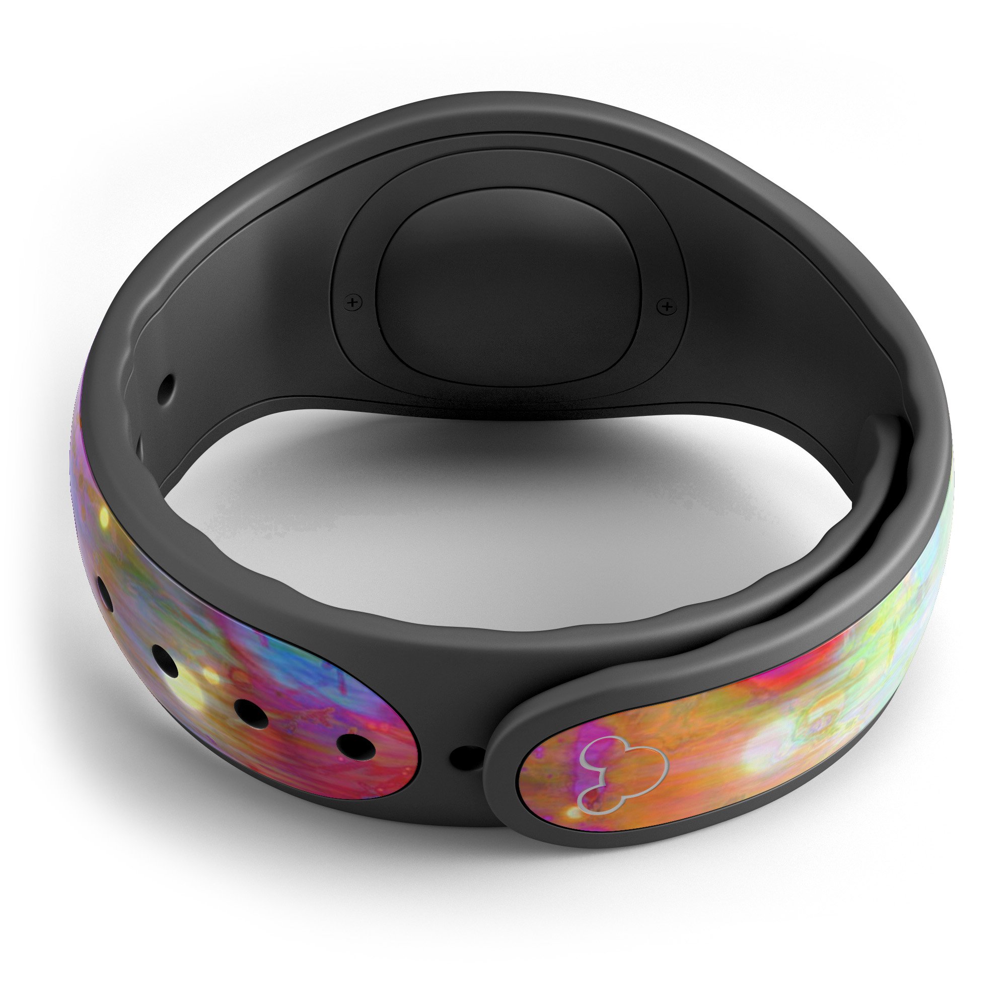 Colorful Neon Paint Mixtured Surface decal skin wrap kit designed for Disney Magic Band, showcasing vibrant patterns and high-quality materials.