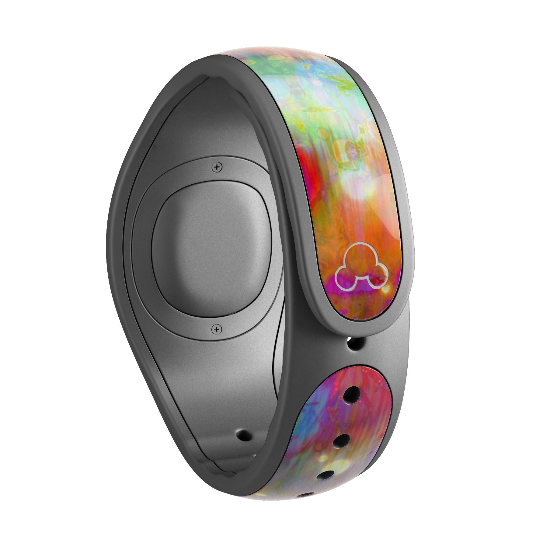 Colorful Neon Paint Mixtured Surface decal skin wrap kit designed for Disney Magic Band, showcasing vibrant patterns and high-quality materials.