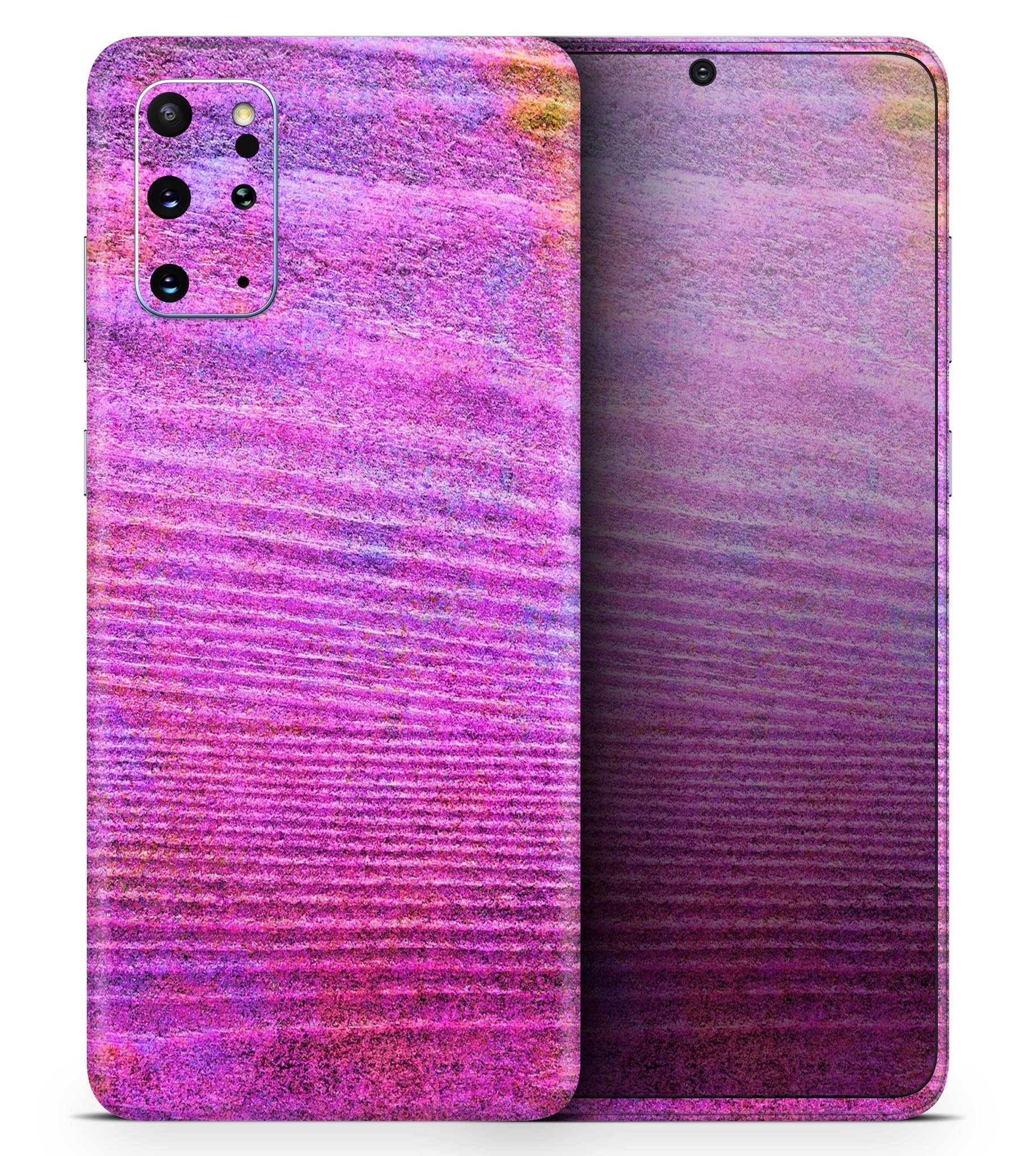 Neon Pink Dyed Wood Grain Skin-Kit for Samsung Galaxy S-Series, showcasing vibrant color and texture.