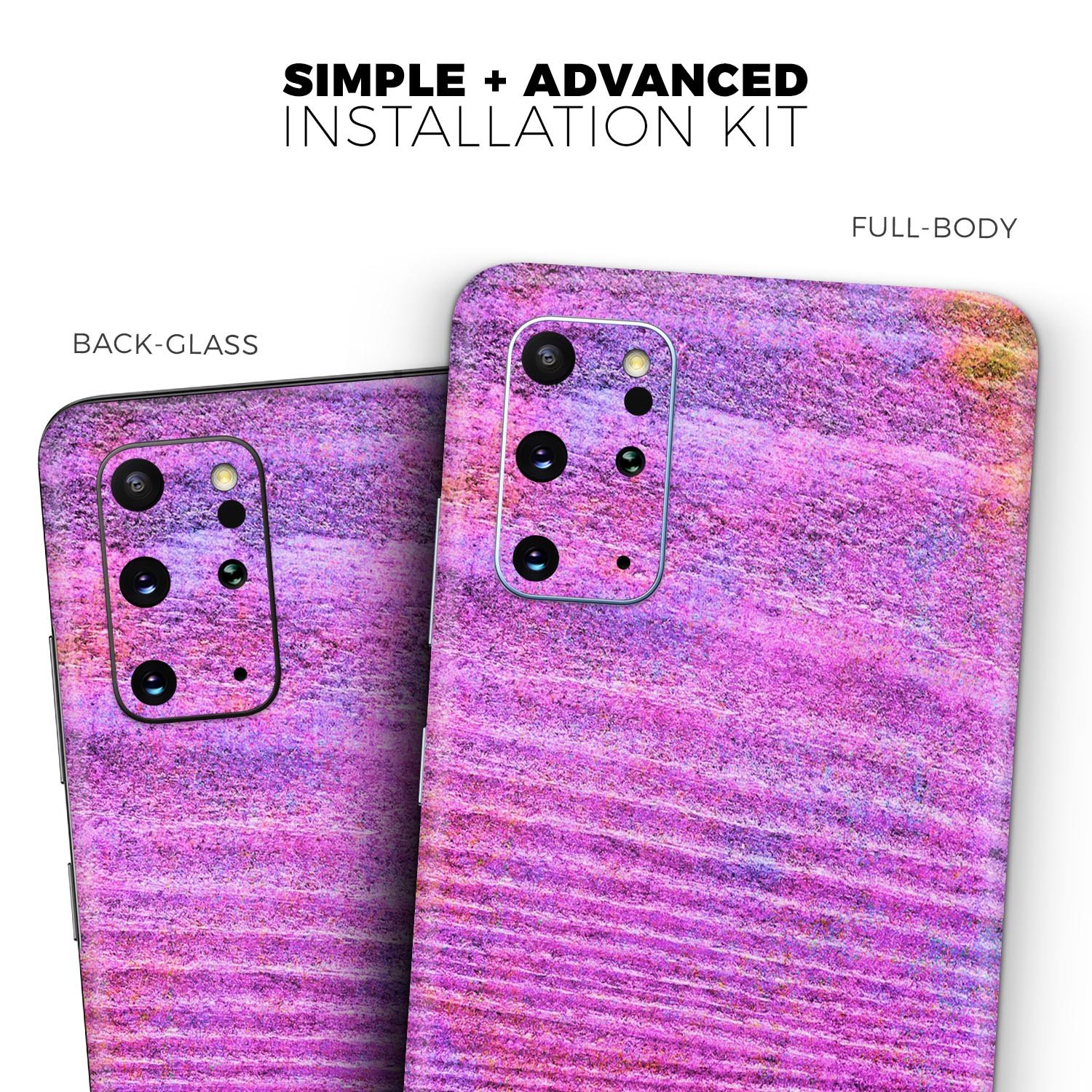 Neon Pink Dyed Wood Grain Skin-Kit for Samsung Galaxy S-Series, showcasing vibrant color and texture.