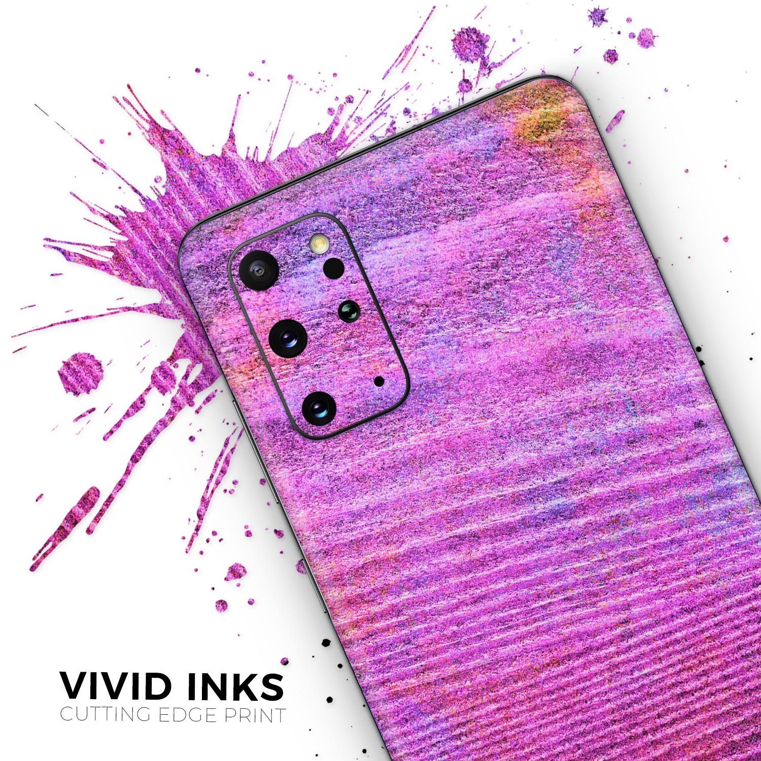 Neon Pink Dyed Wood Grain Skin-Kit for Samsung Galaxy S-Series, showcasing vibrant color and texture.