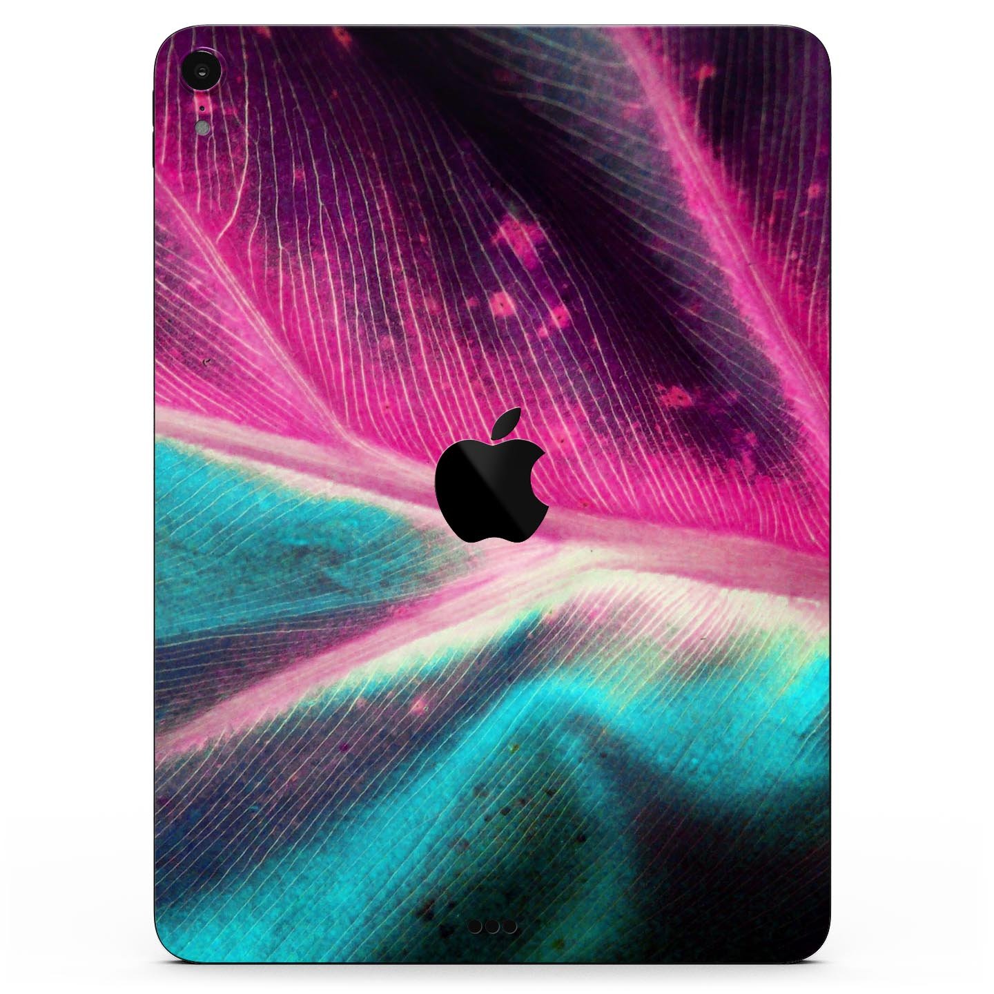 Neon Pink & Green Leaf Full Body Skin Decal for Apple iPad Pro, showcasing vibrant colors and intricate leaf design.