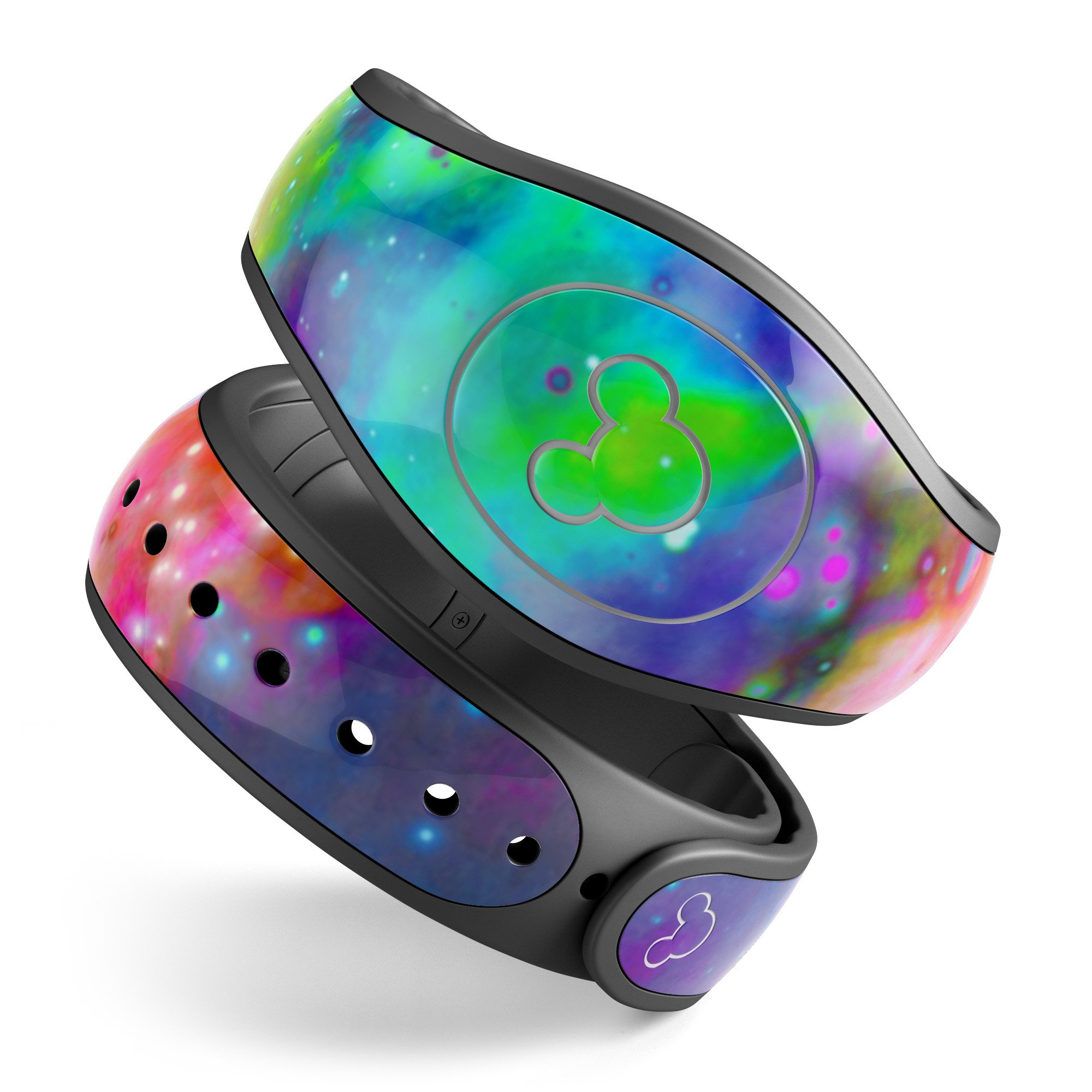 Neon Splatter Universe decal skin wrap kit for Disney Magic Band, showcasing vibrant colors and unique design.